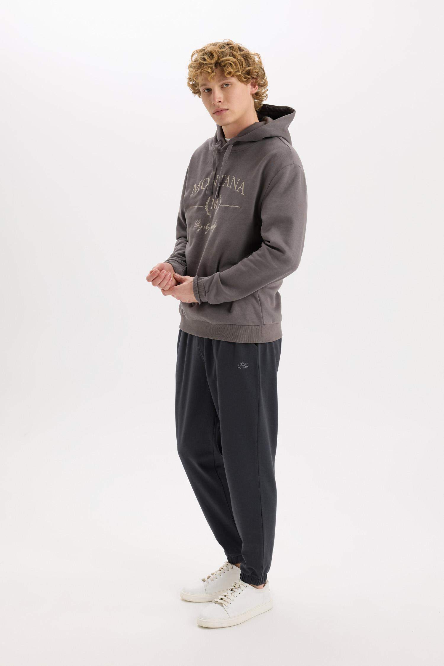 Regular Fit With Pockets Printed Thin Sweatshirt Fabric Trousers