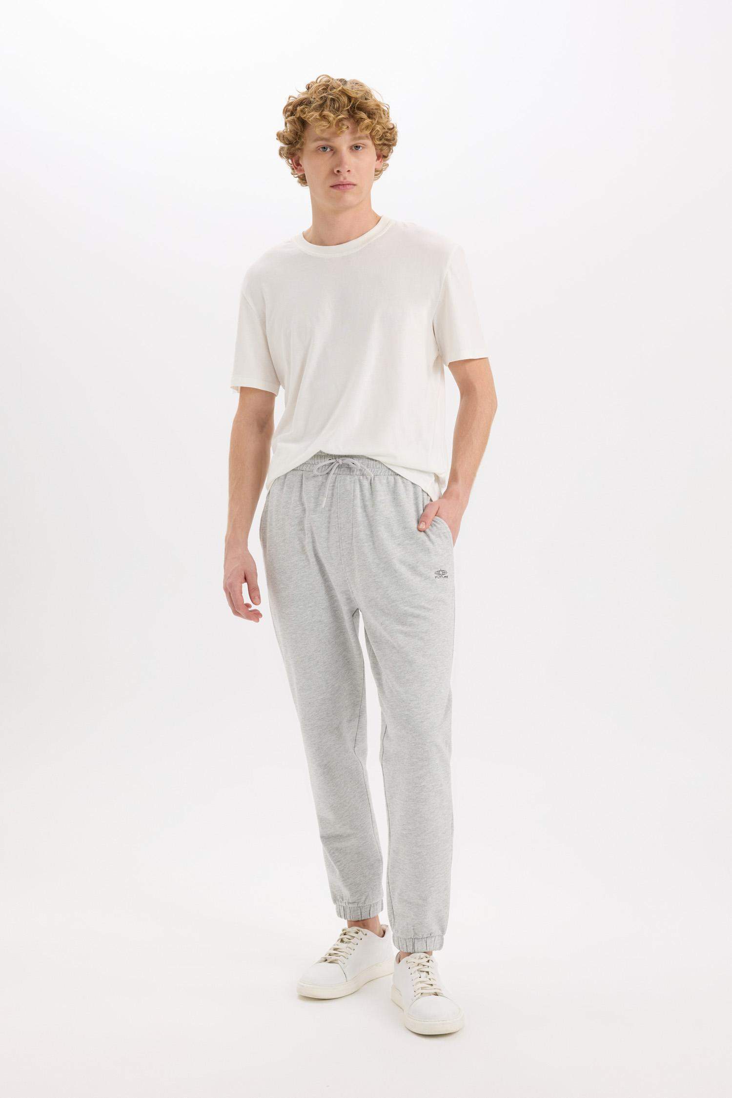 Regular Fit Eşofman Altı Cepli Basic Düz Beli Bağcıklı Lastikli Paça