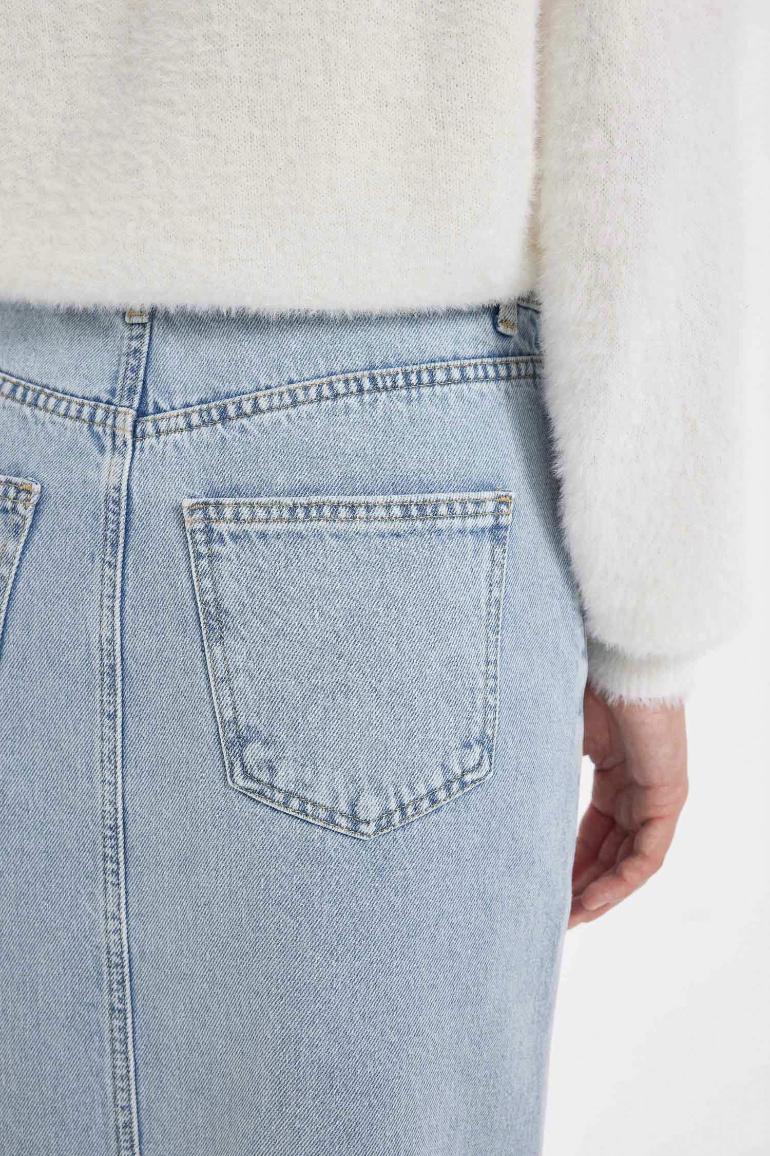 Fashion Fit Yırtmaçlı Uzun Boy Jean Etek