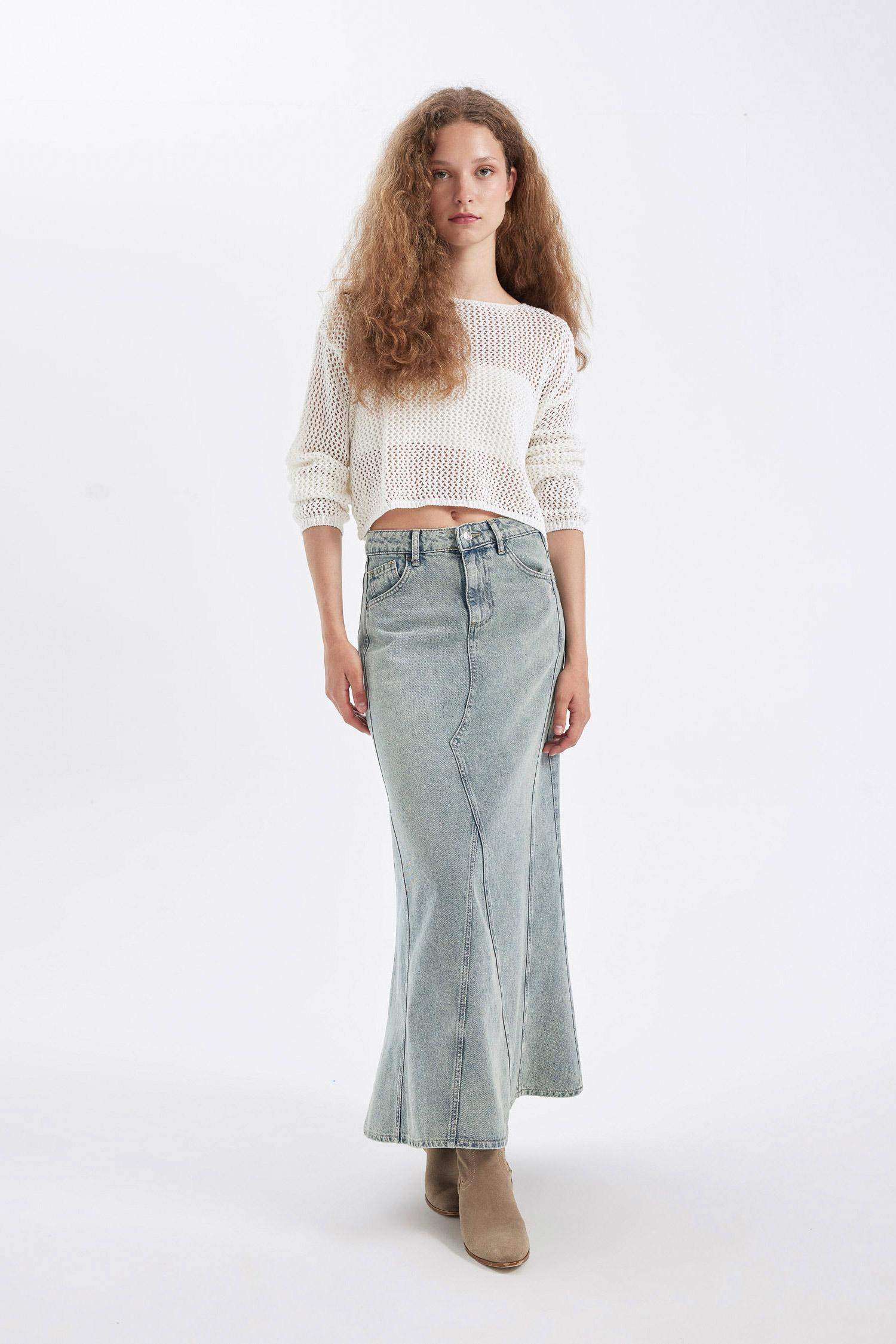 Джинсовая длинная юбка