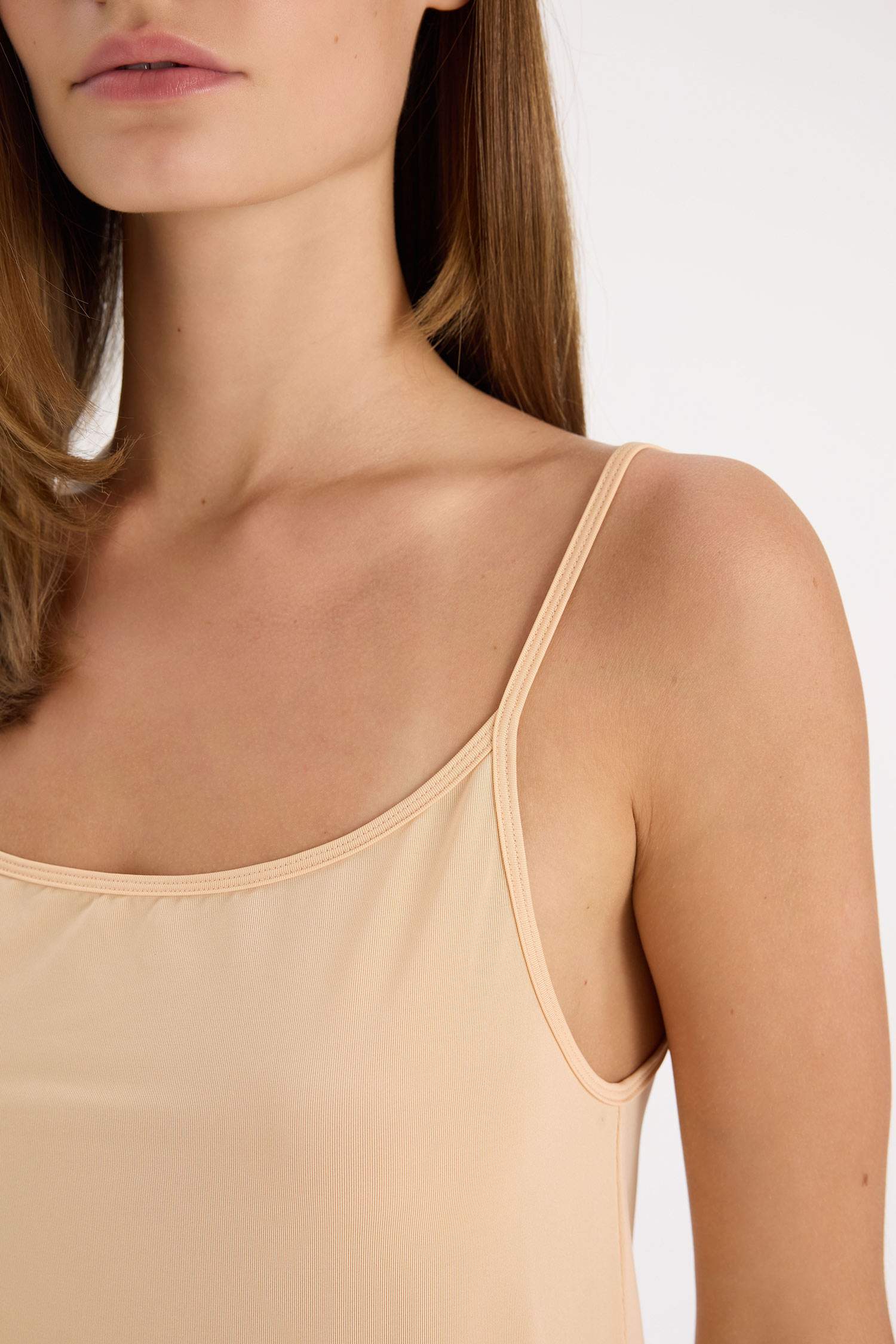 Askılı Diz Üstü Ten Rengi Kombinezon-Fall in Love