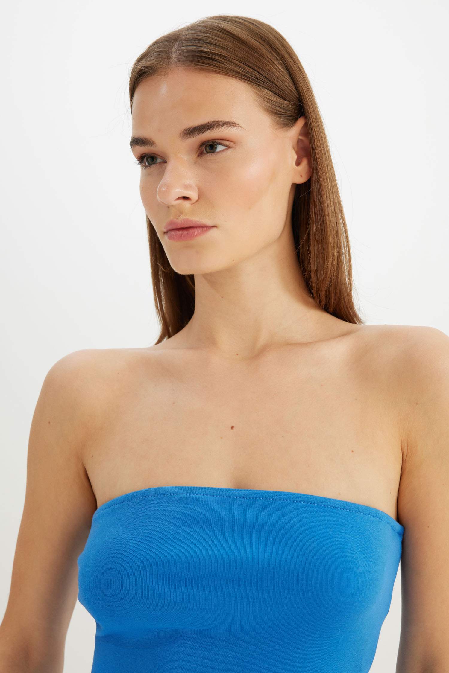 Bodycon Strapless Ribbed Sleeveless Midi Dress