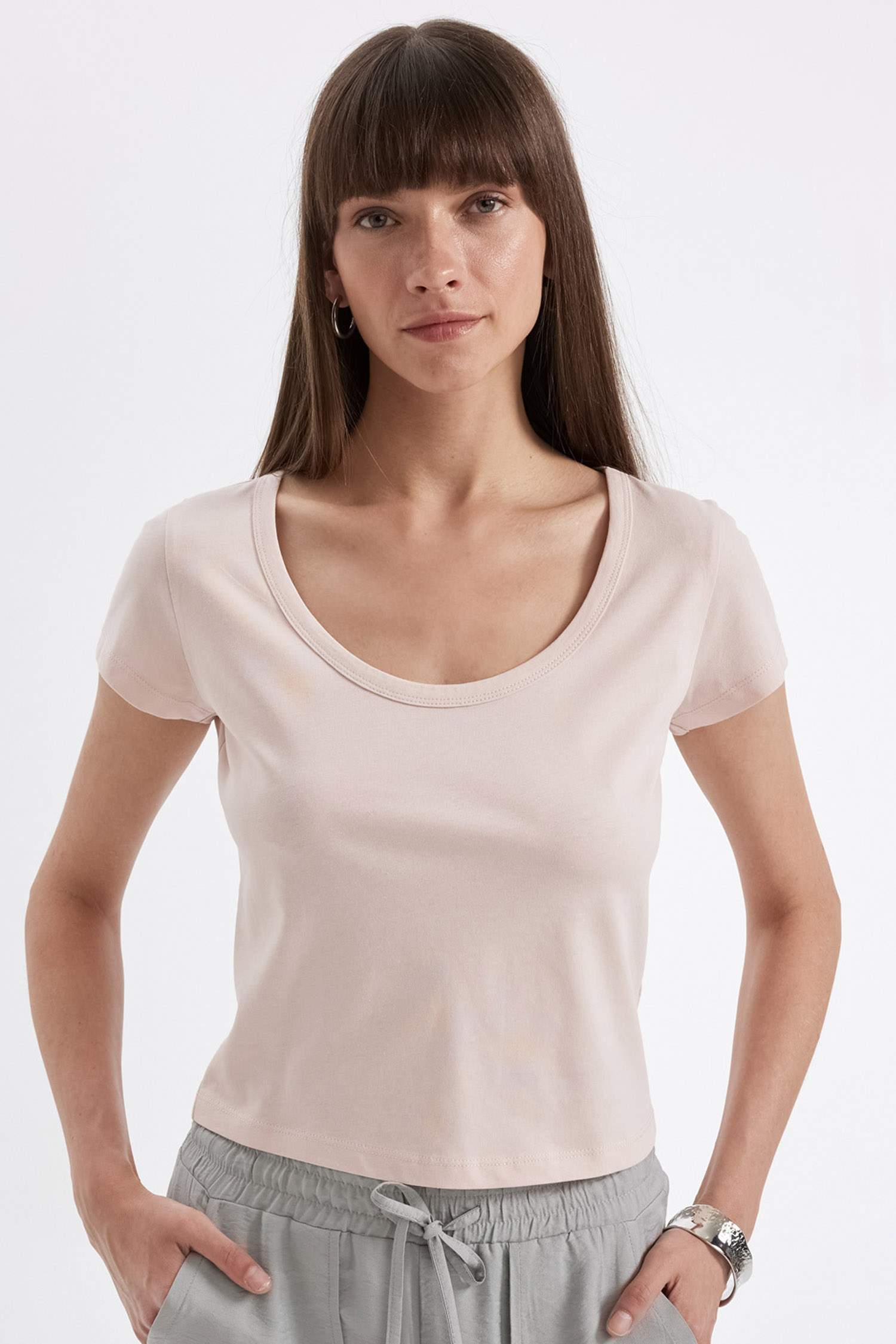 Regular Fit Crew Neck Cotton Basic T-Shirt