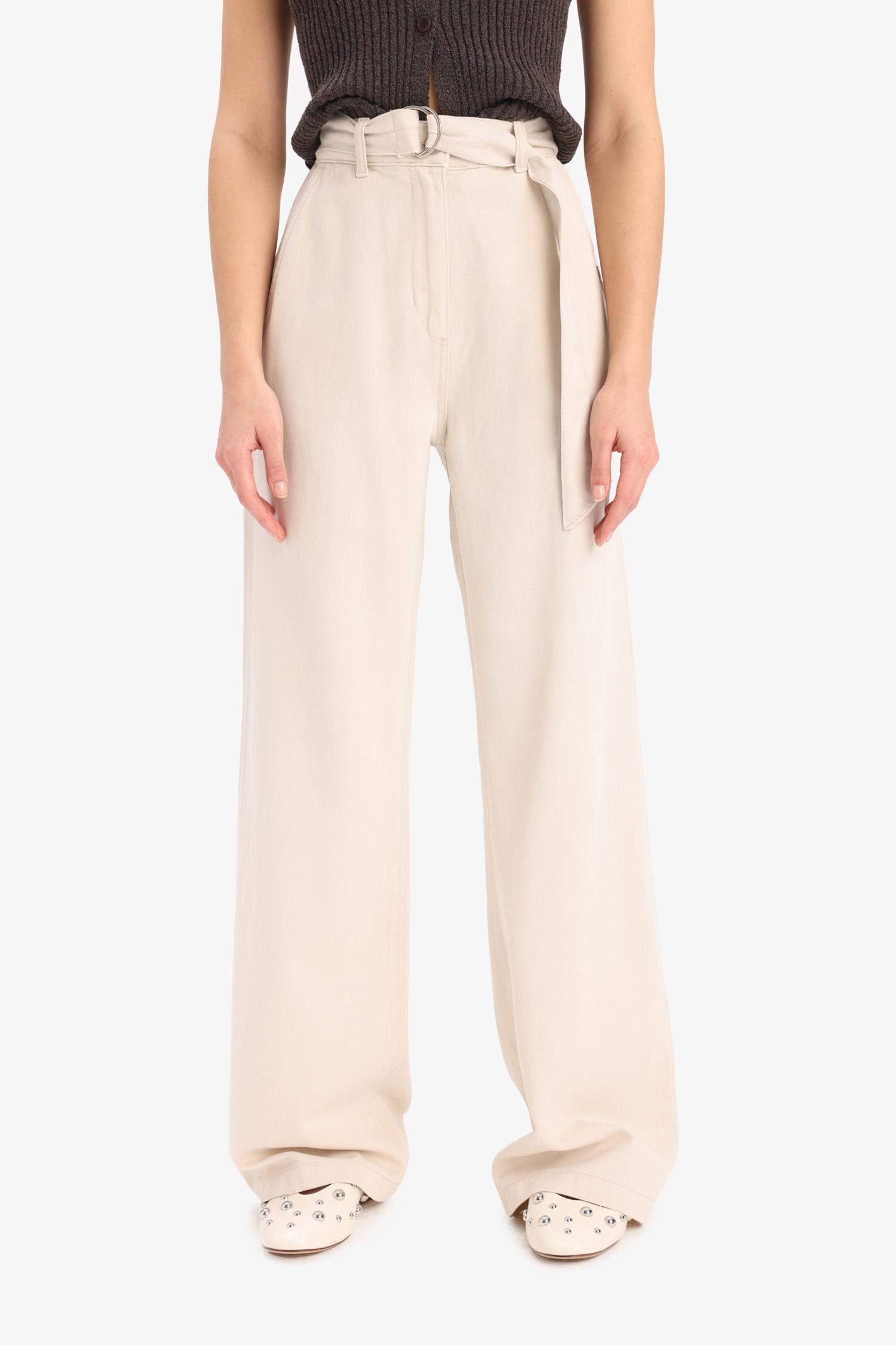 Брюки с широкими штанинами, высокая талия, модал