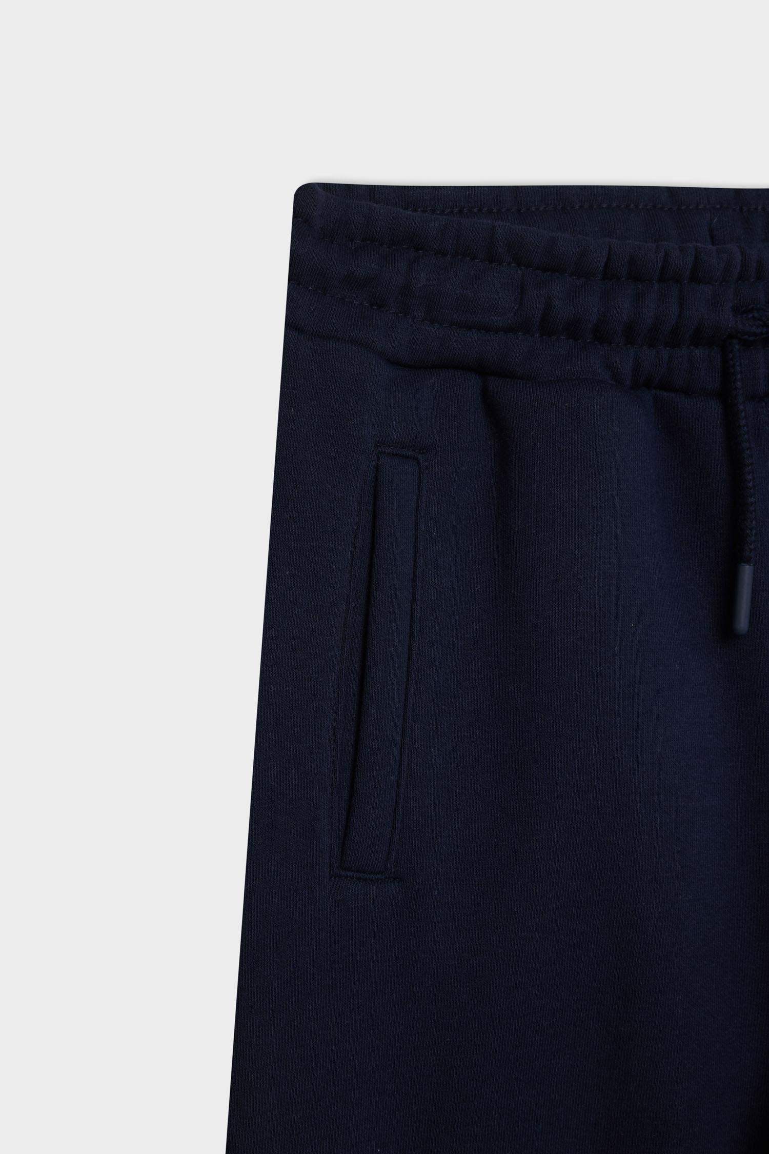 Erkek Çocuk Lacivert Beli Paçası Lastikli Baskılı Jogger Eşofman Altı