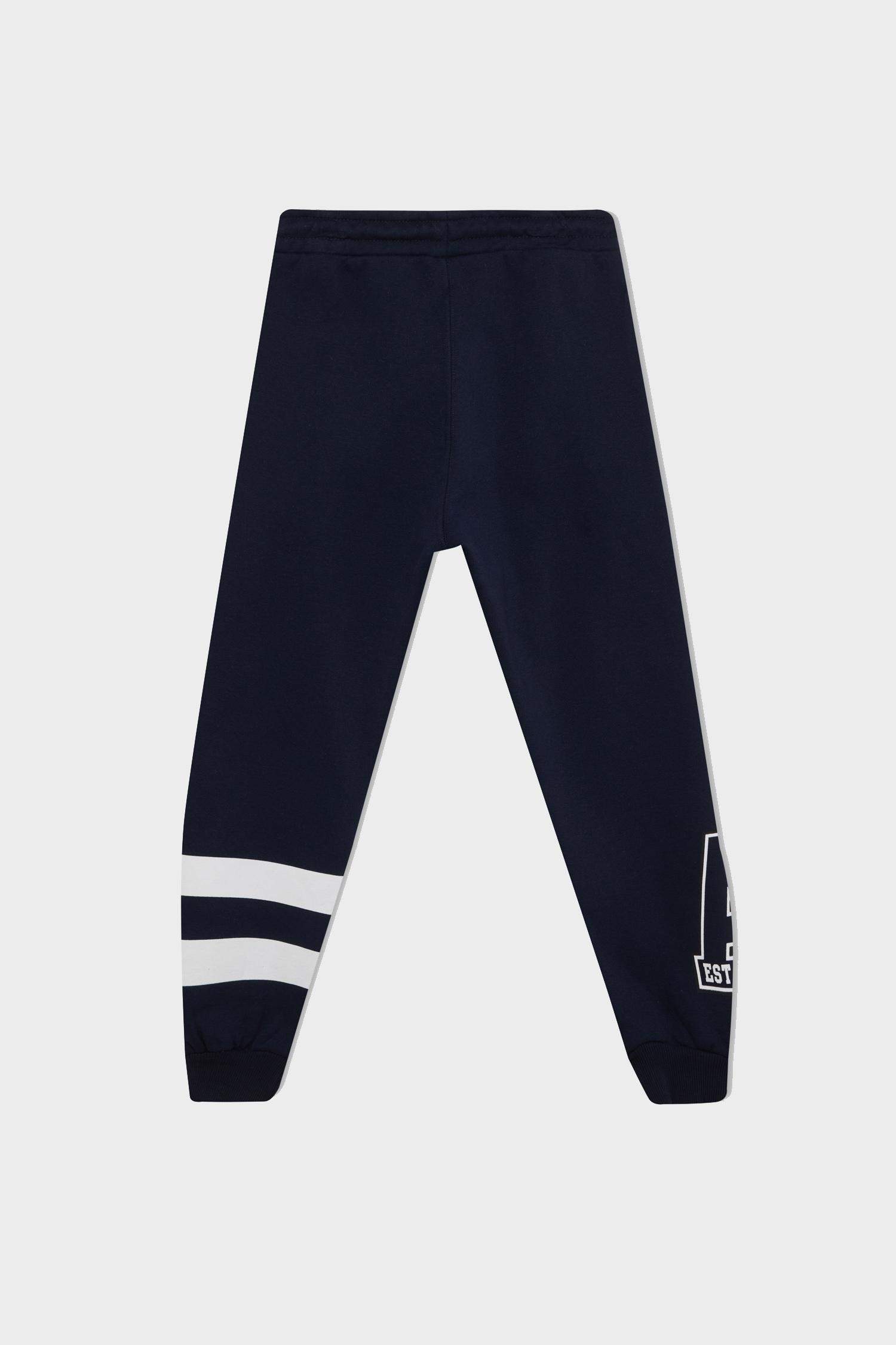 Erkek Çocuk Lacivert Beli Paçası Lastikli Baskılı Jogger Eşofman Altı