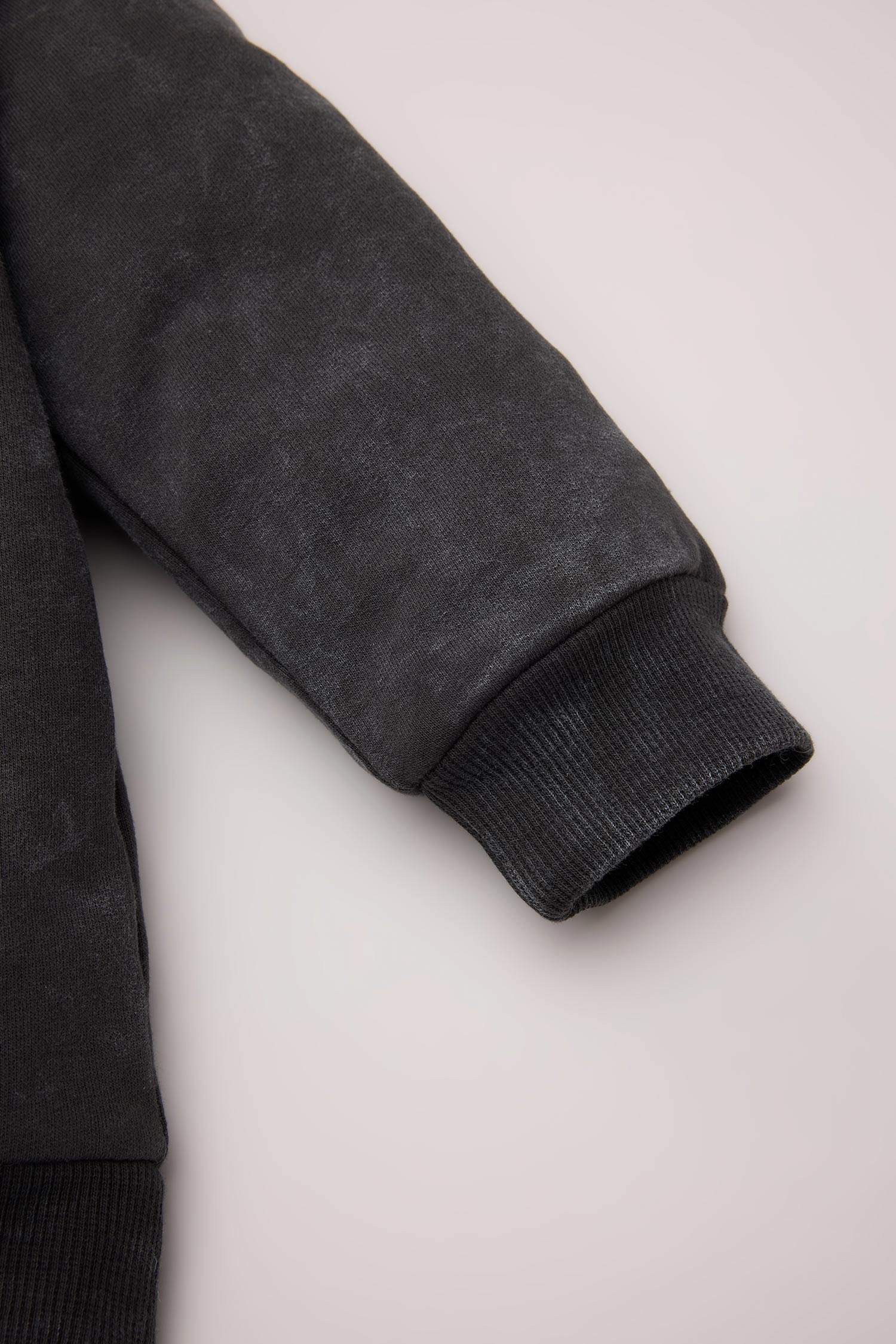 Baby Boy Crew Neck Printed Washed Faded Effect Sweatshirt