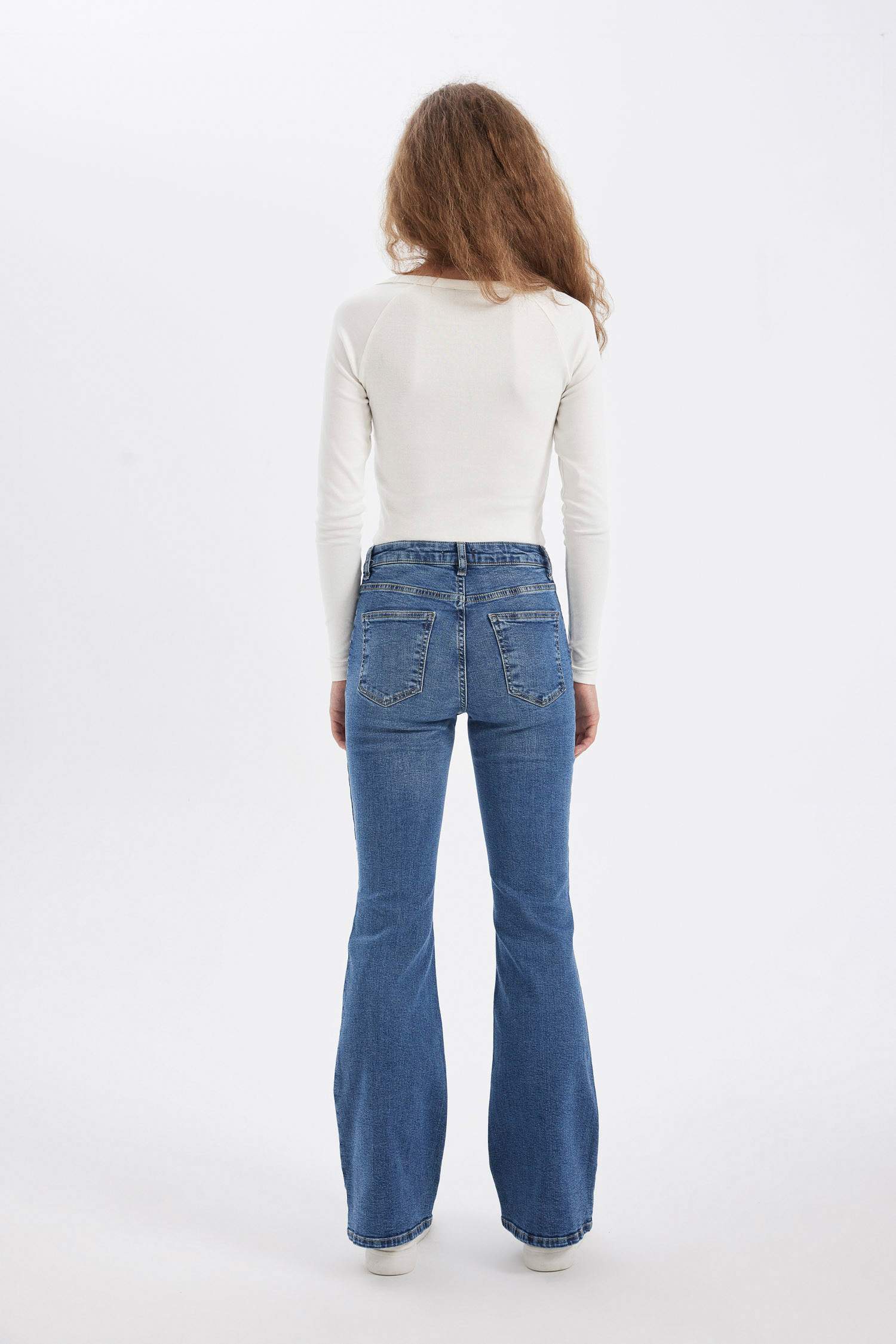 Pantalon Jean à taille normale, délavé