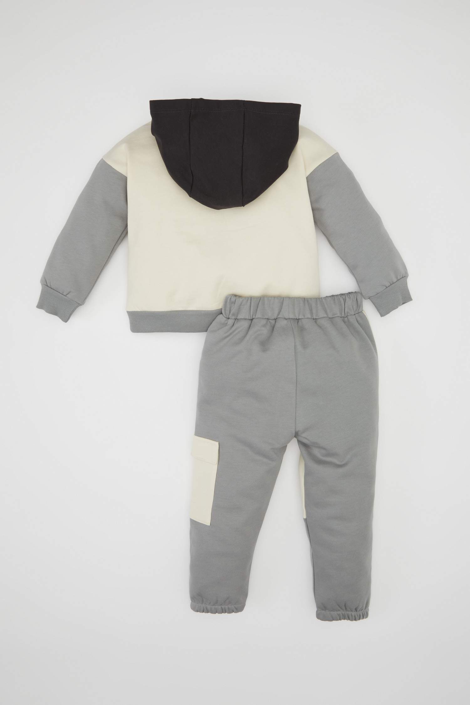 Erkek Bebek 2'li Takım Kapüşonlu Baskılı Kanguru Cepli Sweatshirt Üst Beli Lastikli Jogger Eşofman Altı