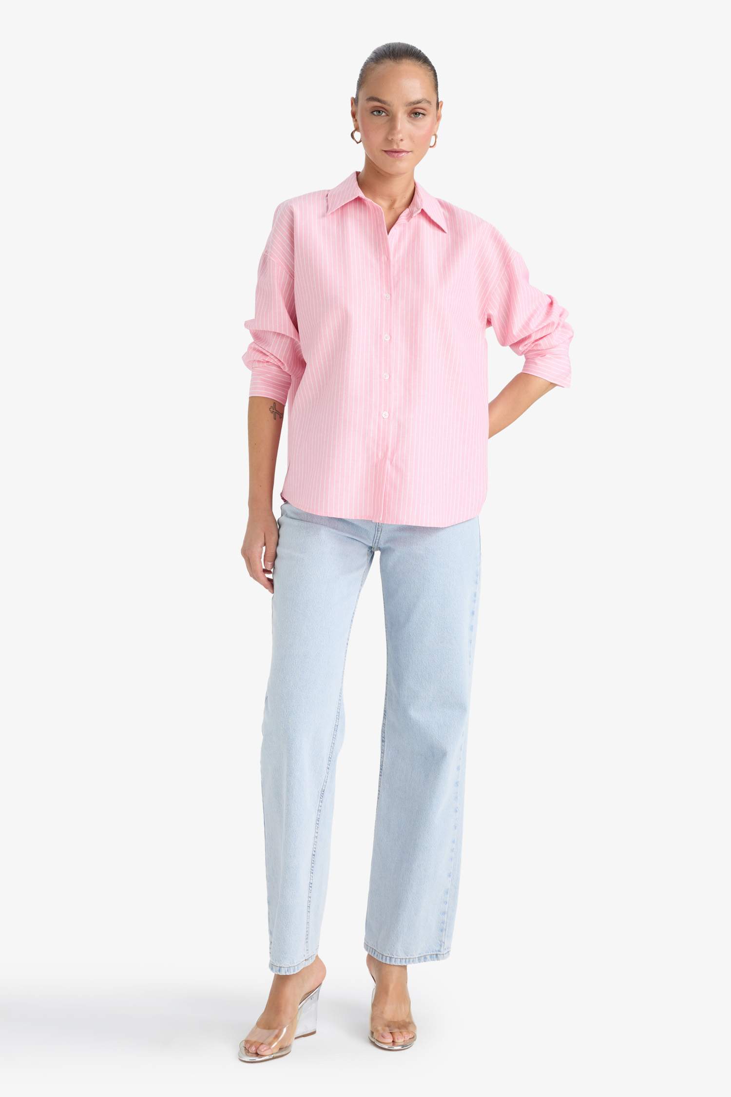 Oversize Fit Striped Oxford Shirt