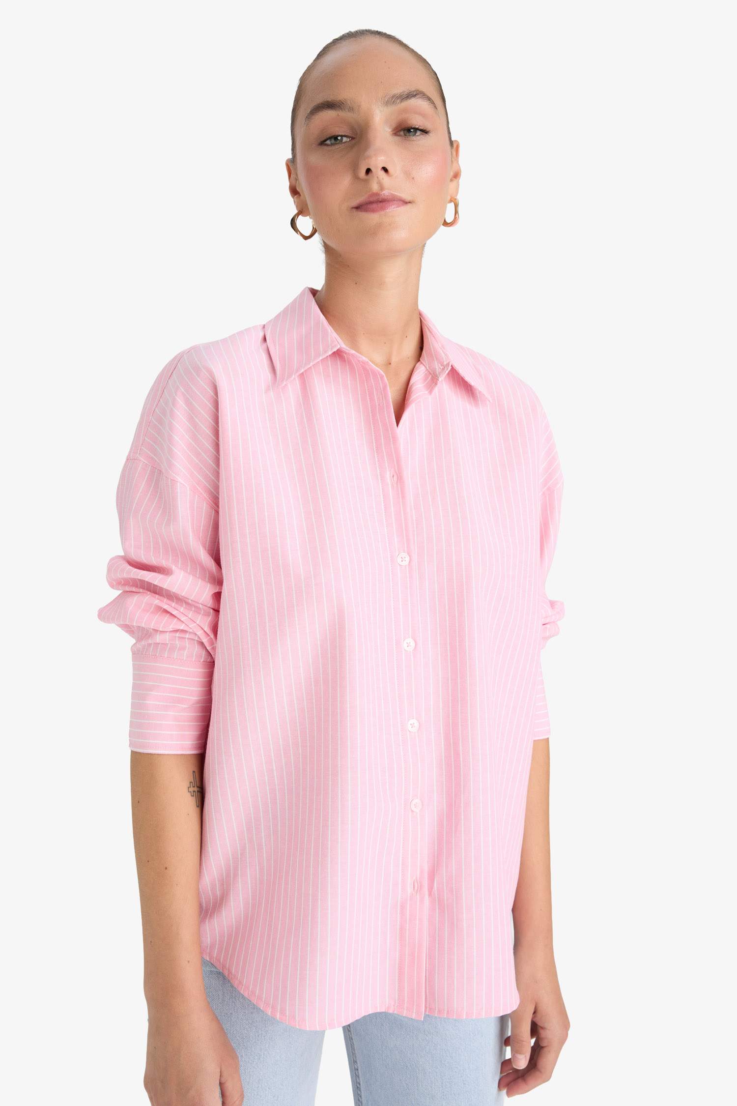 Oversize Fit Striped Oxford Shirt