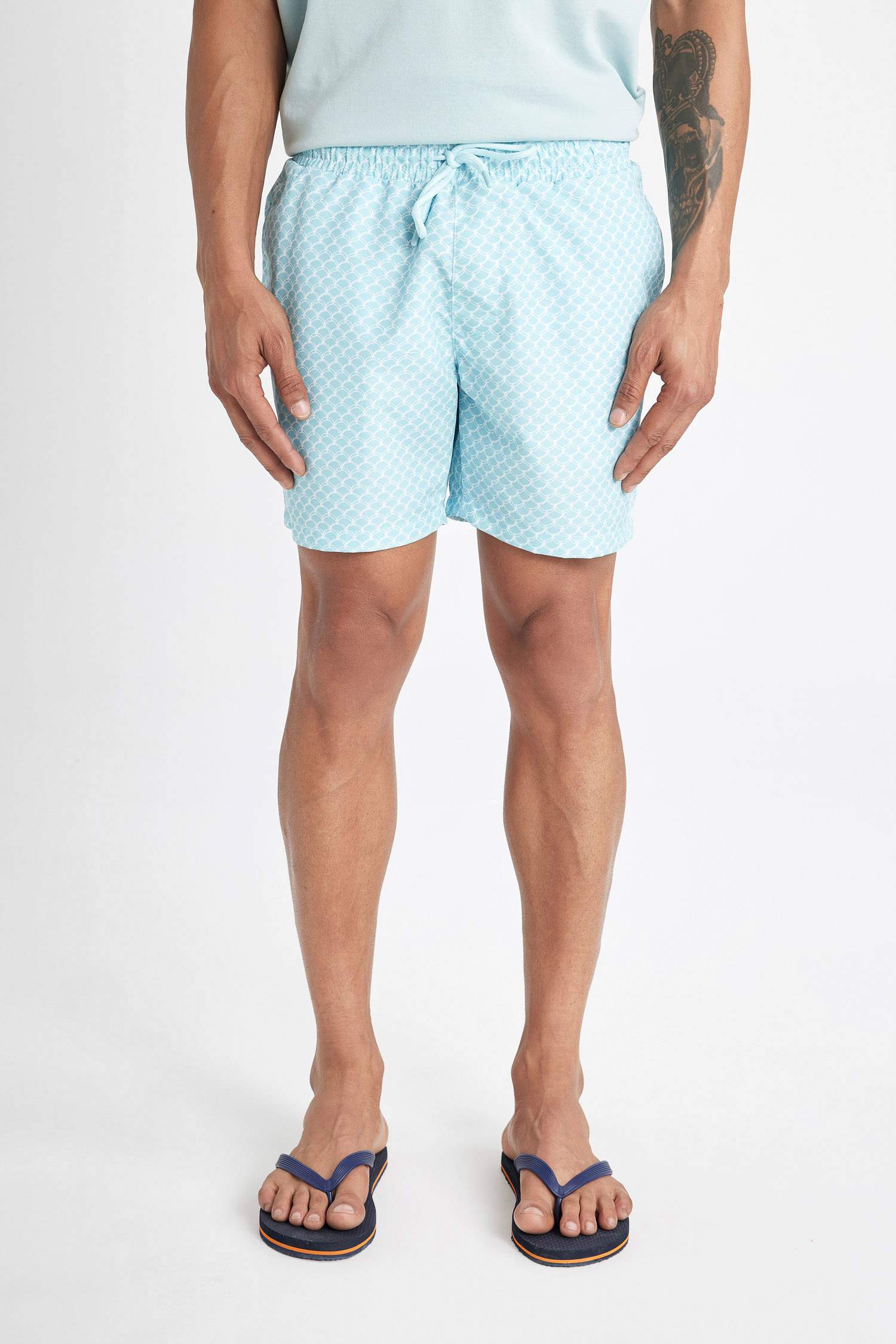 Patterned Short Swim Shorts
