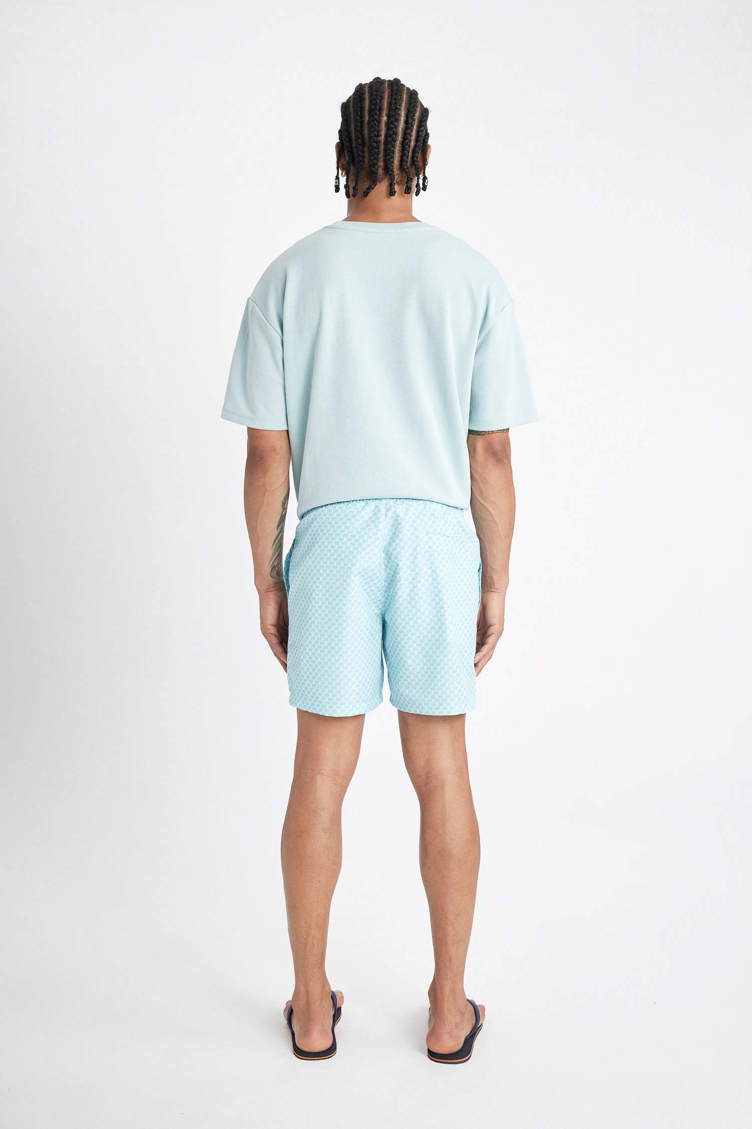 Patterned Short Swim Shorts