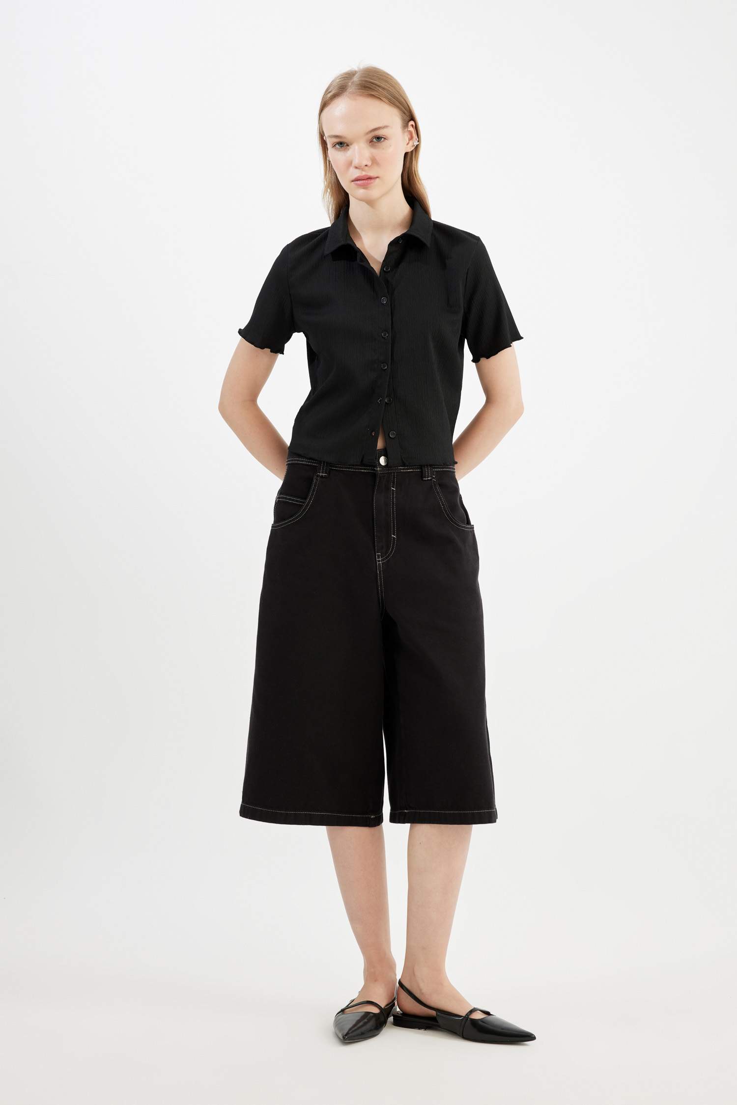 قميص مضلع نص كم سليم فيت