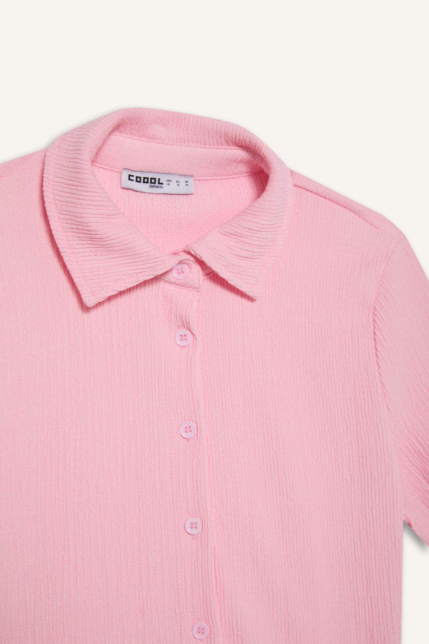 Coool Fitted Bürümcük Kısa Kollu Gömlek