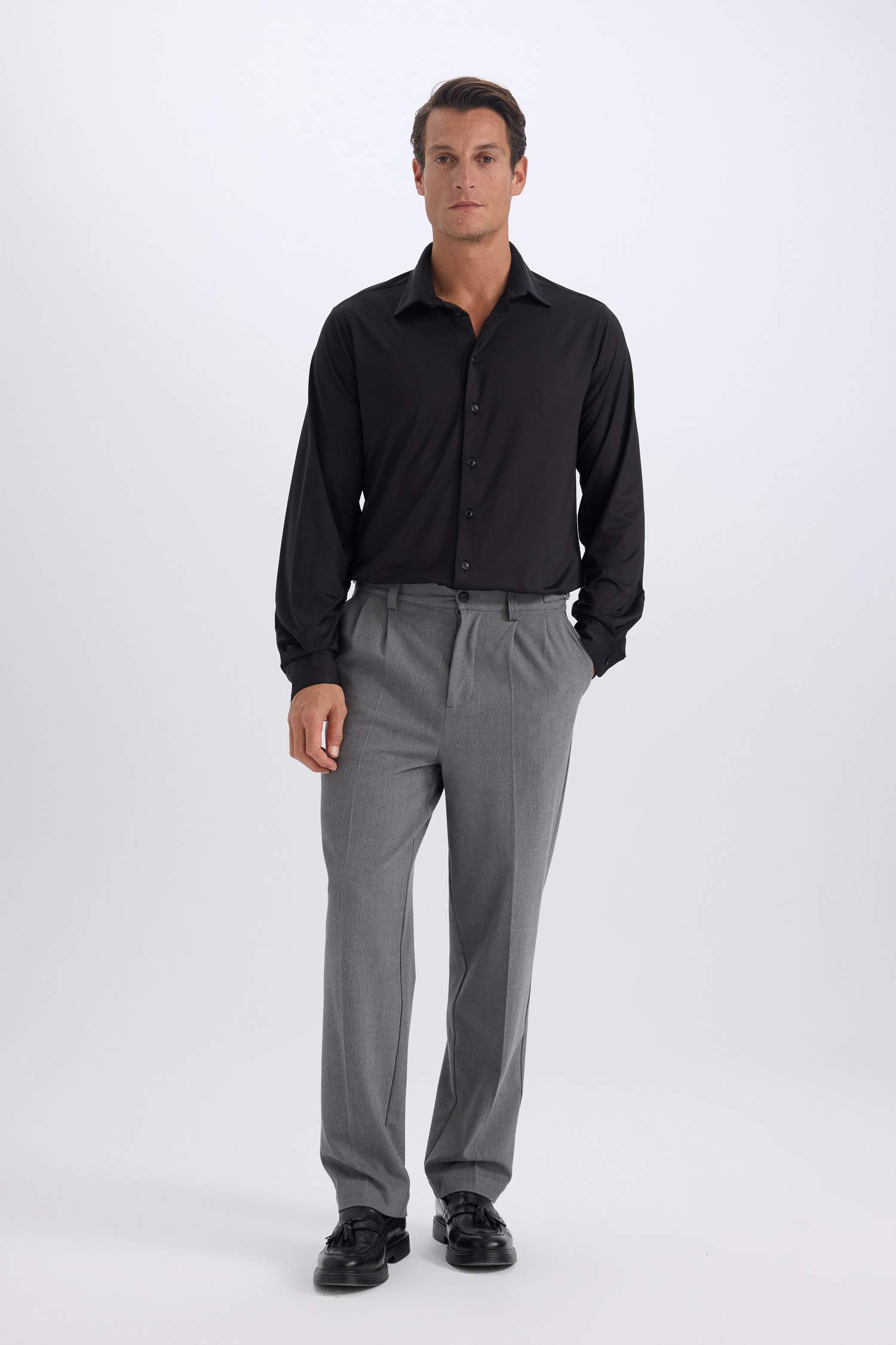 قميص ردن طويل سليم فيت بياخة بولو