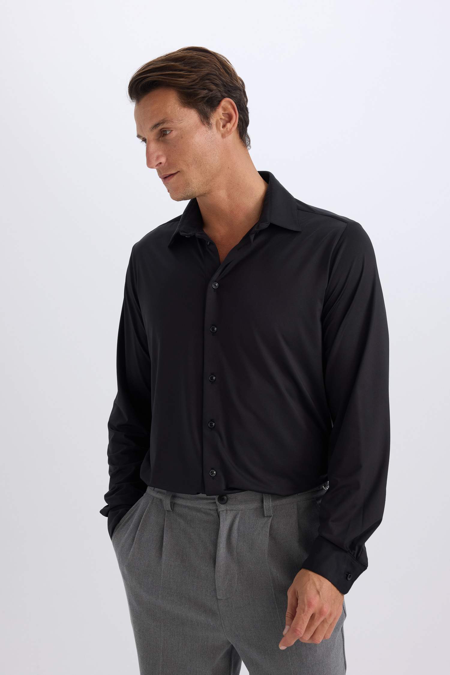 قميص ردن طويل سليم فيت بياخة بولو