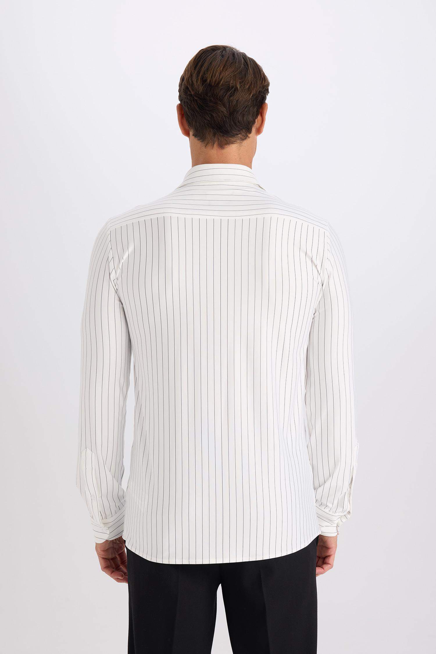 Slim Fit Polo Collar Long Sleeve Shirt