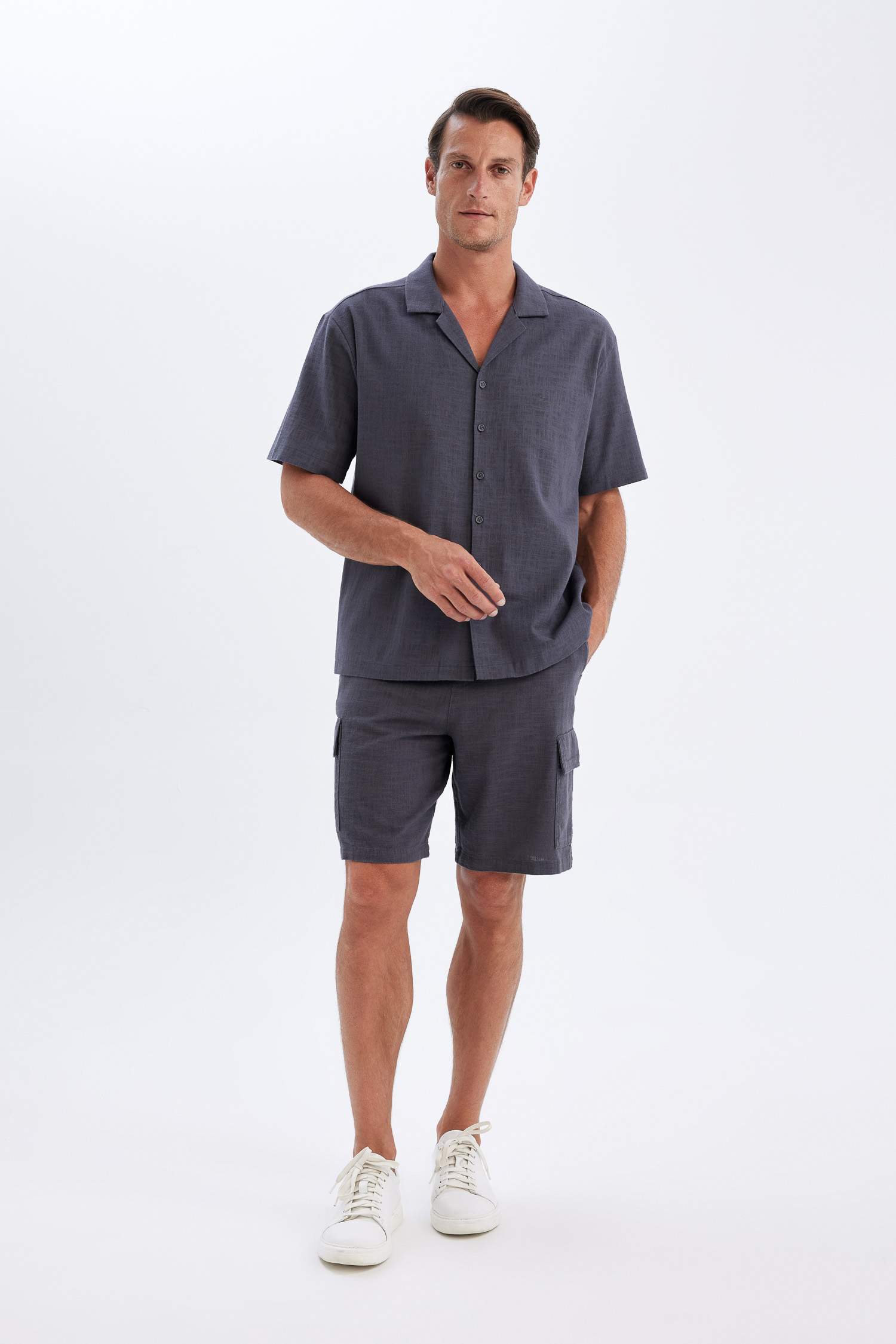 Relax Fit Polo Collar Cotton Shirt