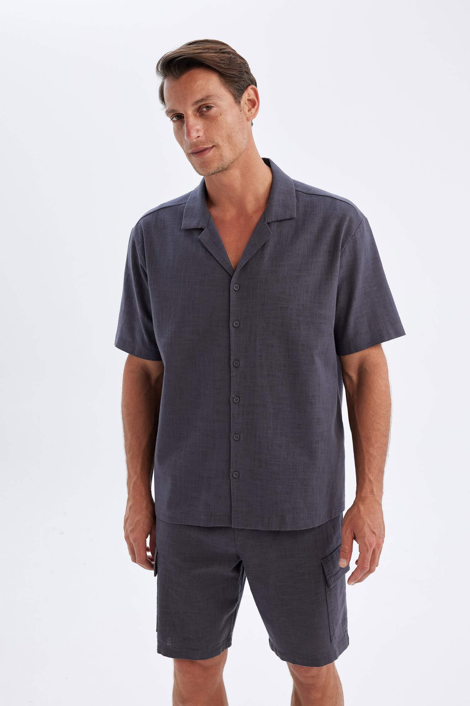 Relax Fit Polo Collar Cotton Shirt