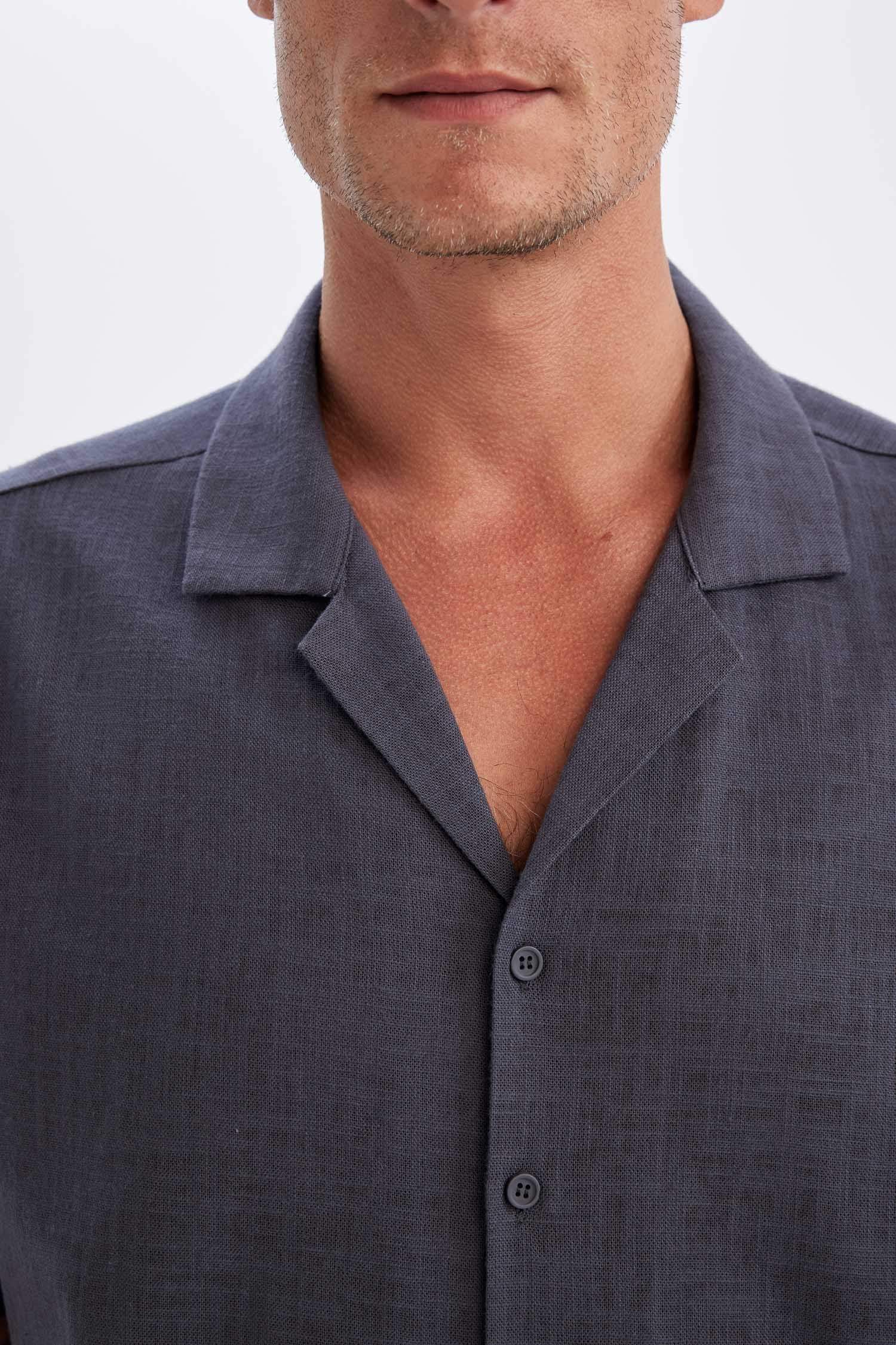 Relax Fit Polo Collar Cotton Shirt