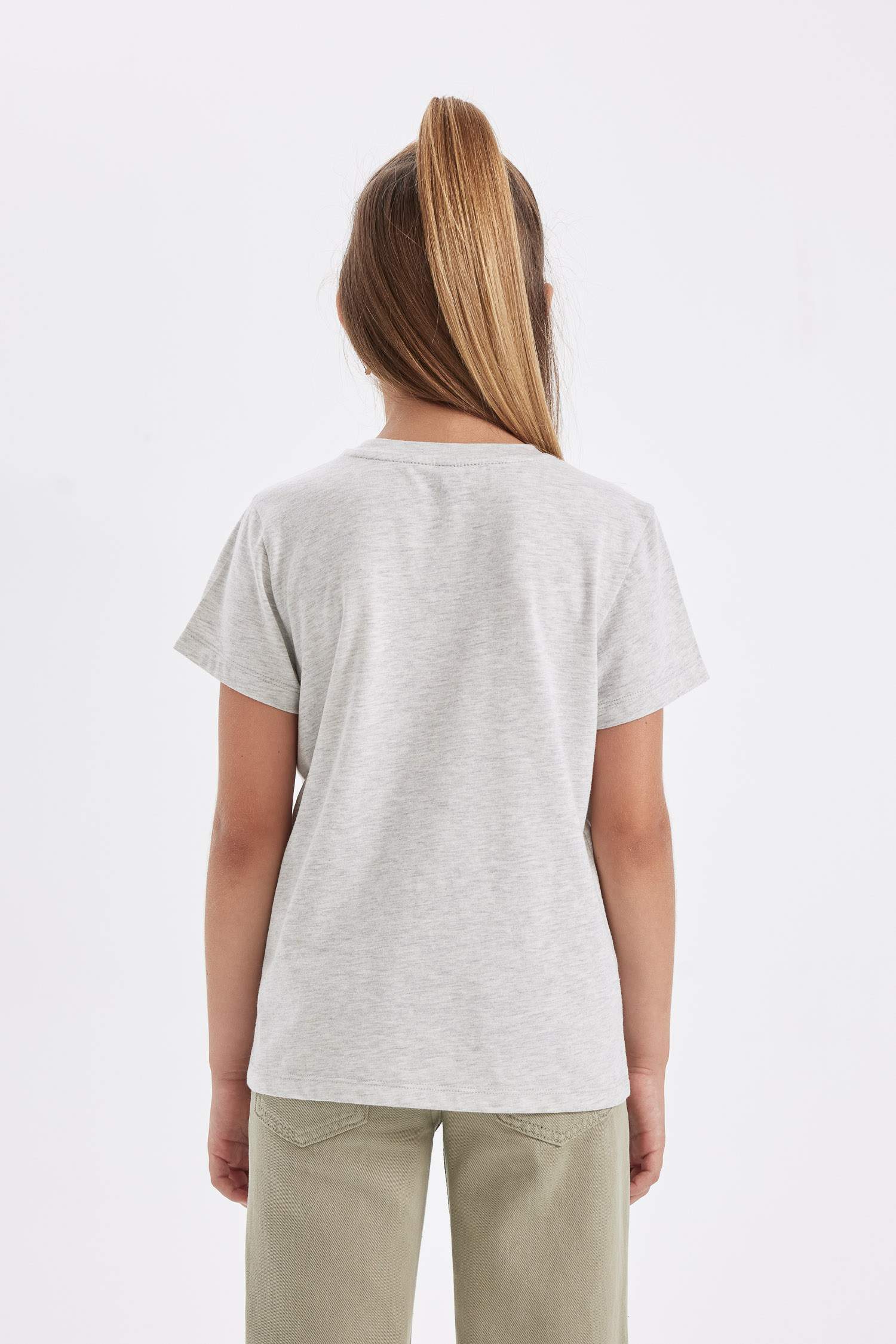 Girl Slim Fit Crew Neck Slogan Printed T-Shirt