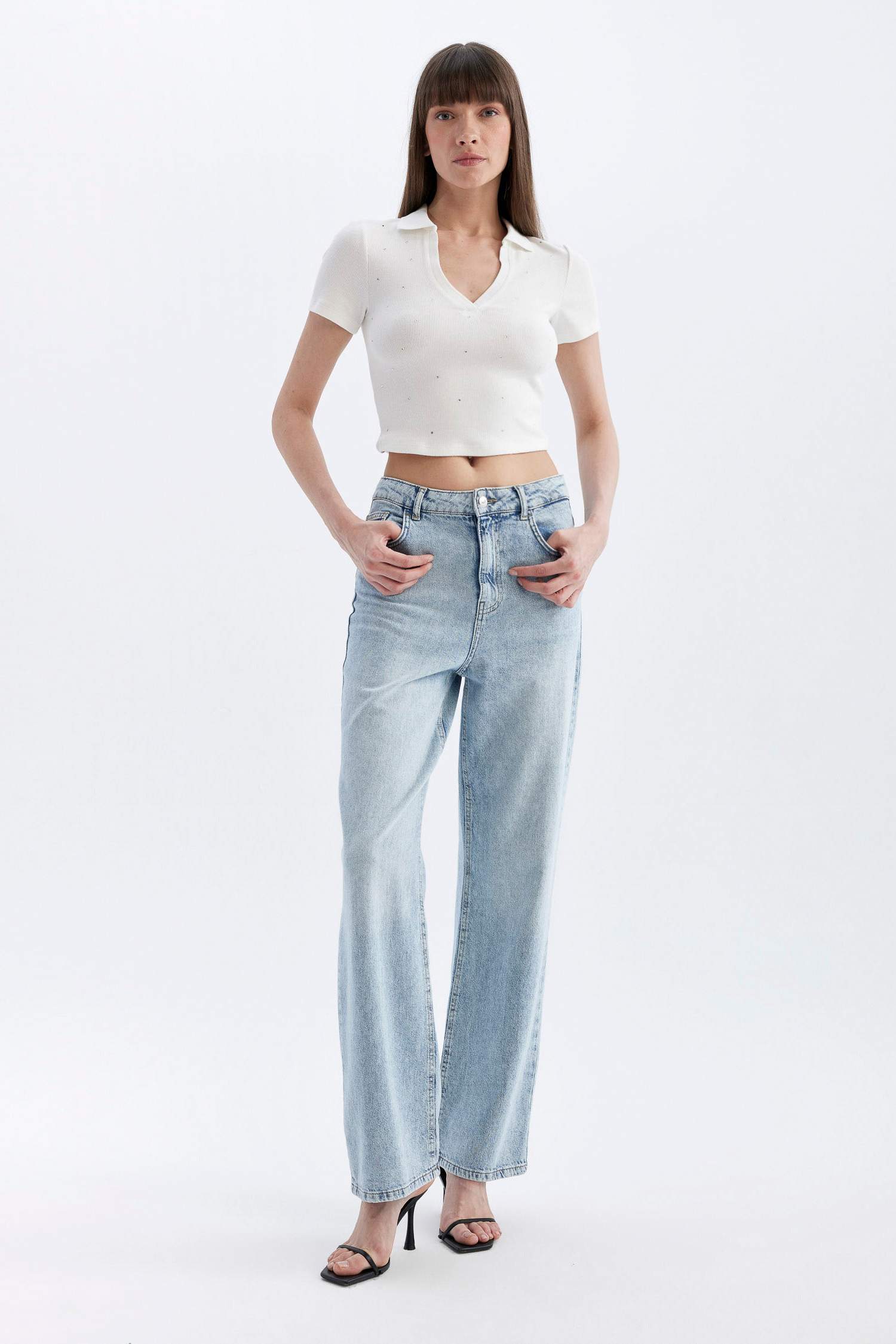 Slim Fit Dar Kesim Polo Yaka Fitilli Kaşkorse Kısa Kollu Tişört