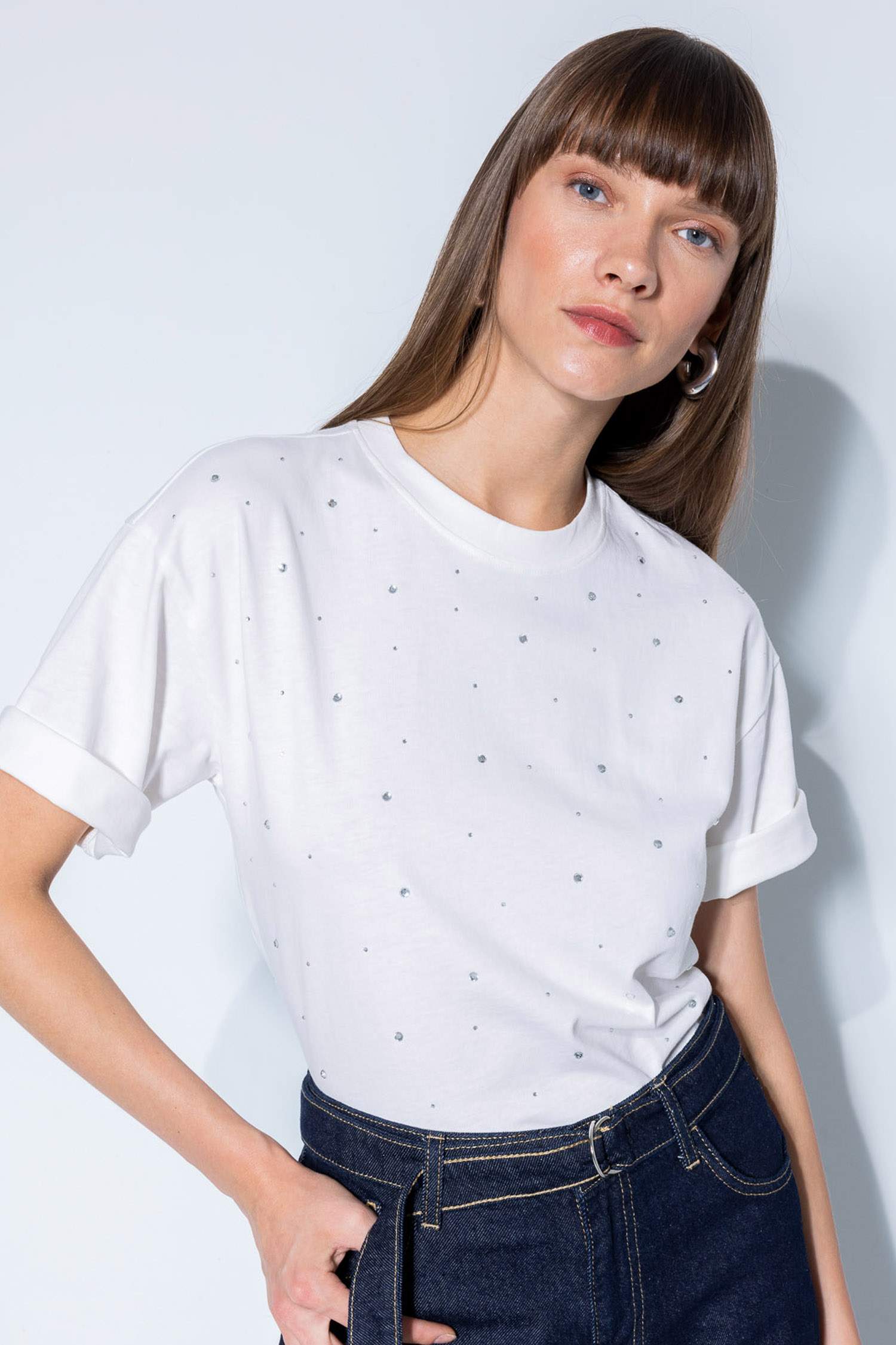 T-Shirt Oversize à Manches Courtes à Col rond