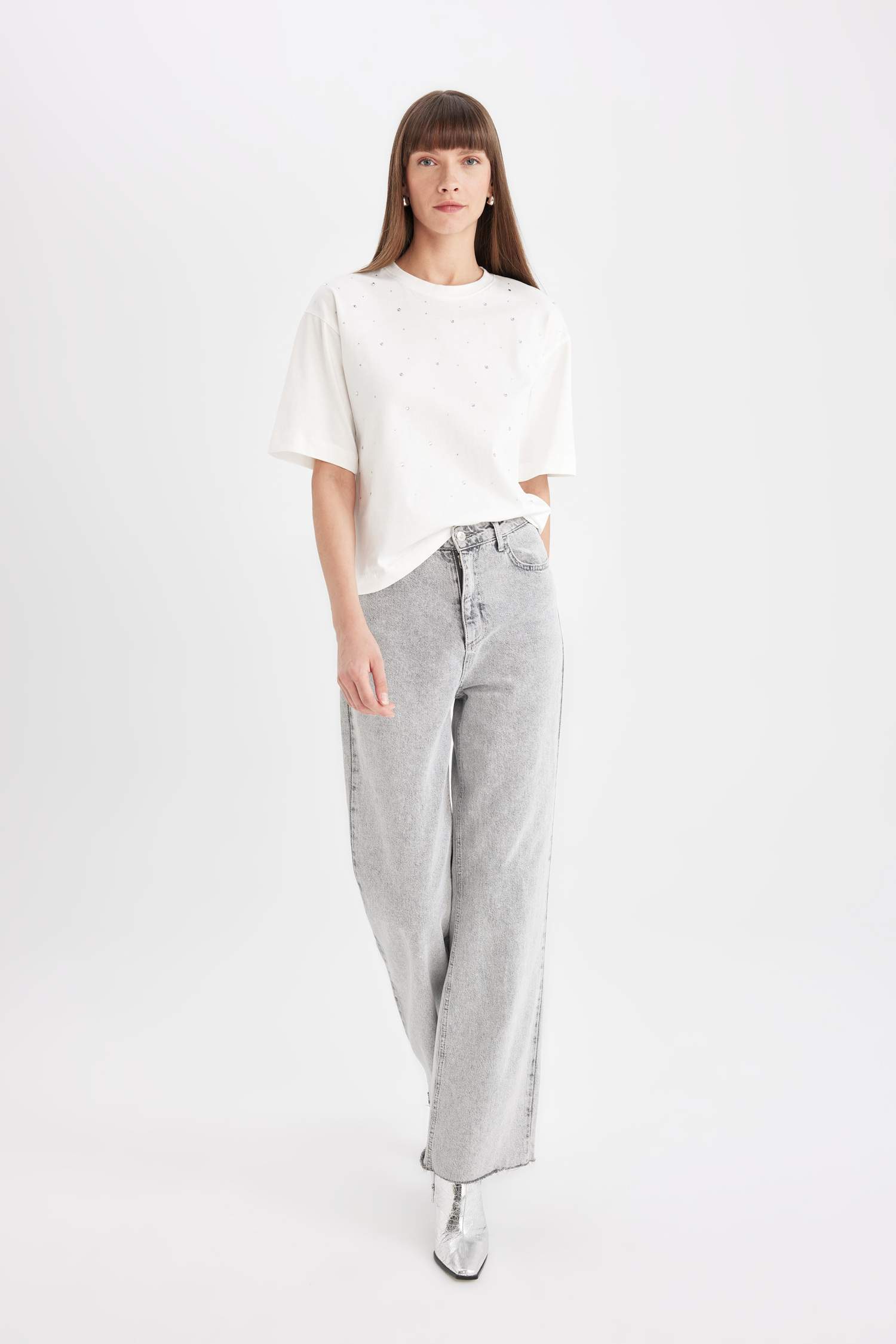 T-Shirt Oversize à Manches Courtes à Col rond