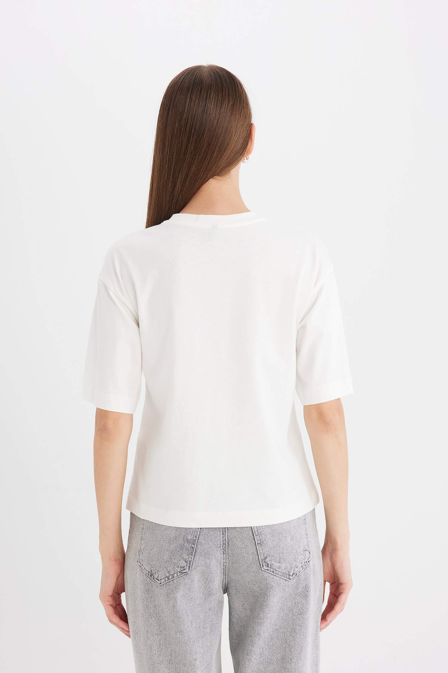 T-Shirt Oversize à Manches Courtes à Col rond