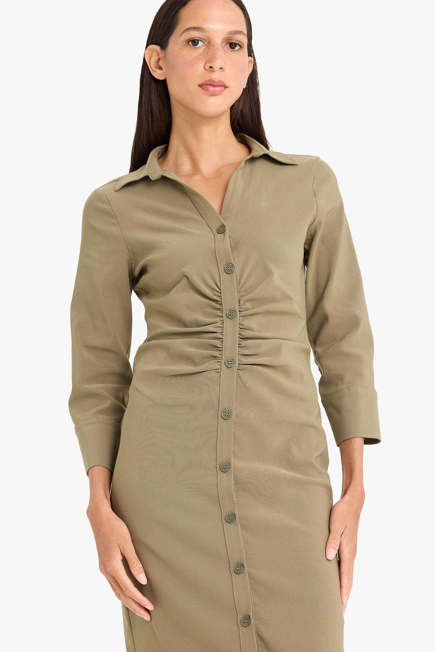 فستان ميدي ردن طويل بياخة قميص