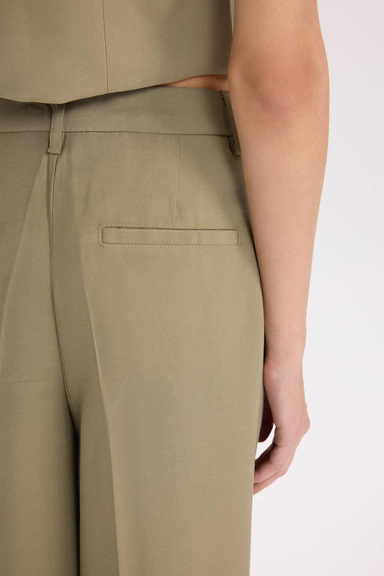 Wide Leg Piliseli Klasik Kumaş Pantolon Yüksek Bel Geniş Paça Basic Düz Tensel  Çift Cepli