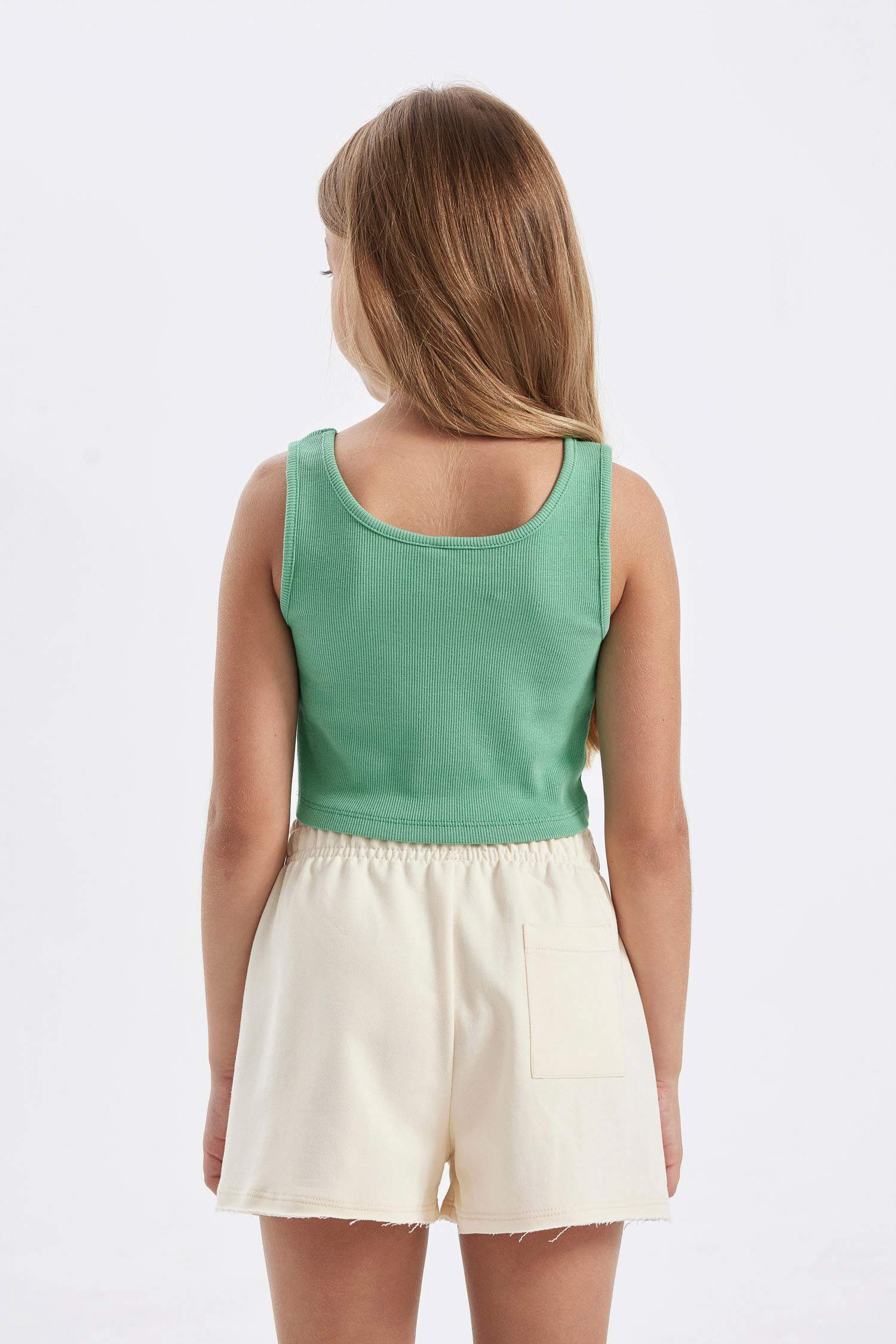 Girl Crew Neck Basic Crop Top