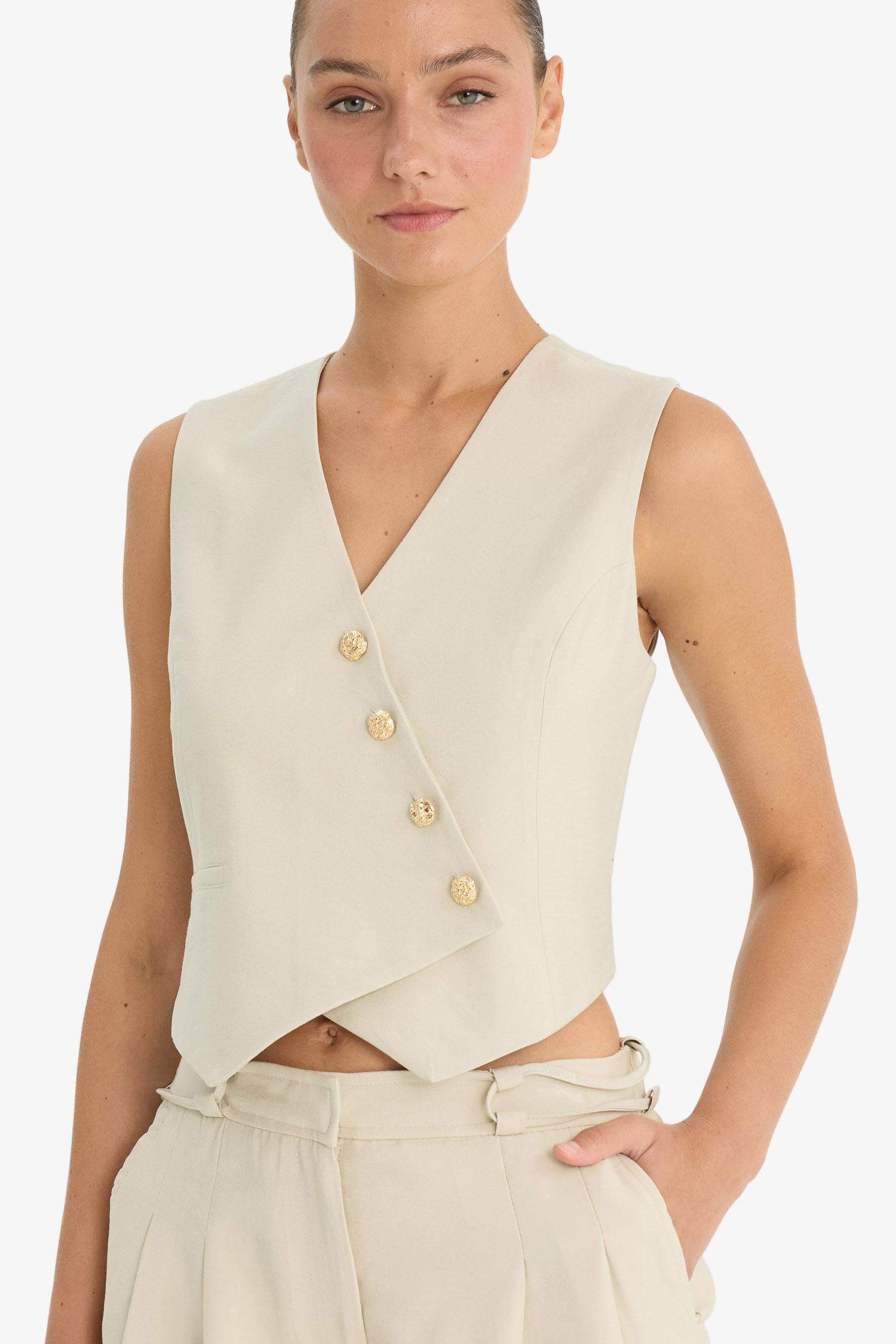 Asymmetric V-Neck Sensual Vest