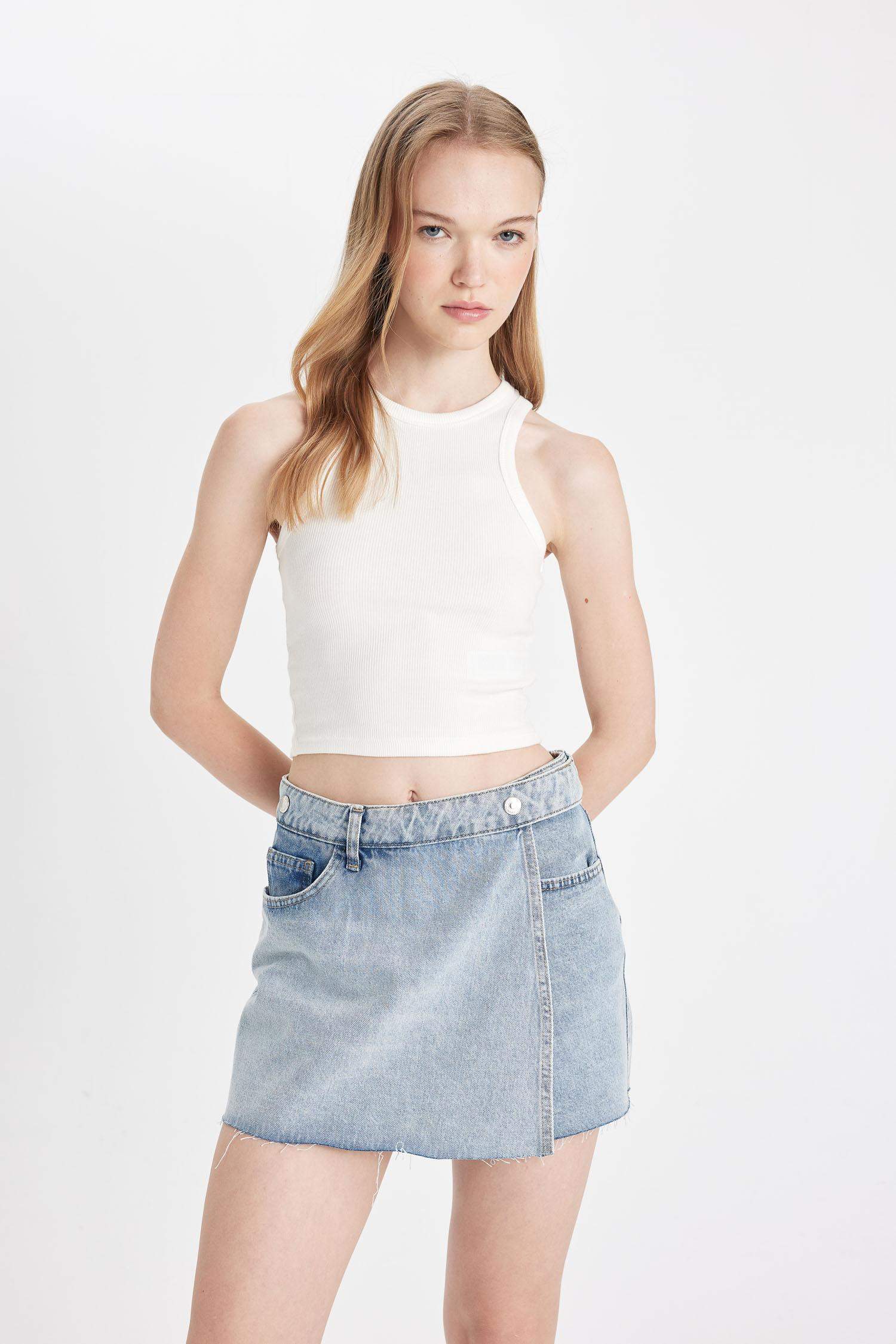 High Waist Cut-Off Leg Denim Shorts