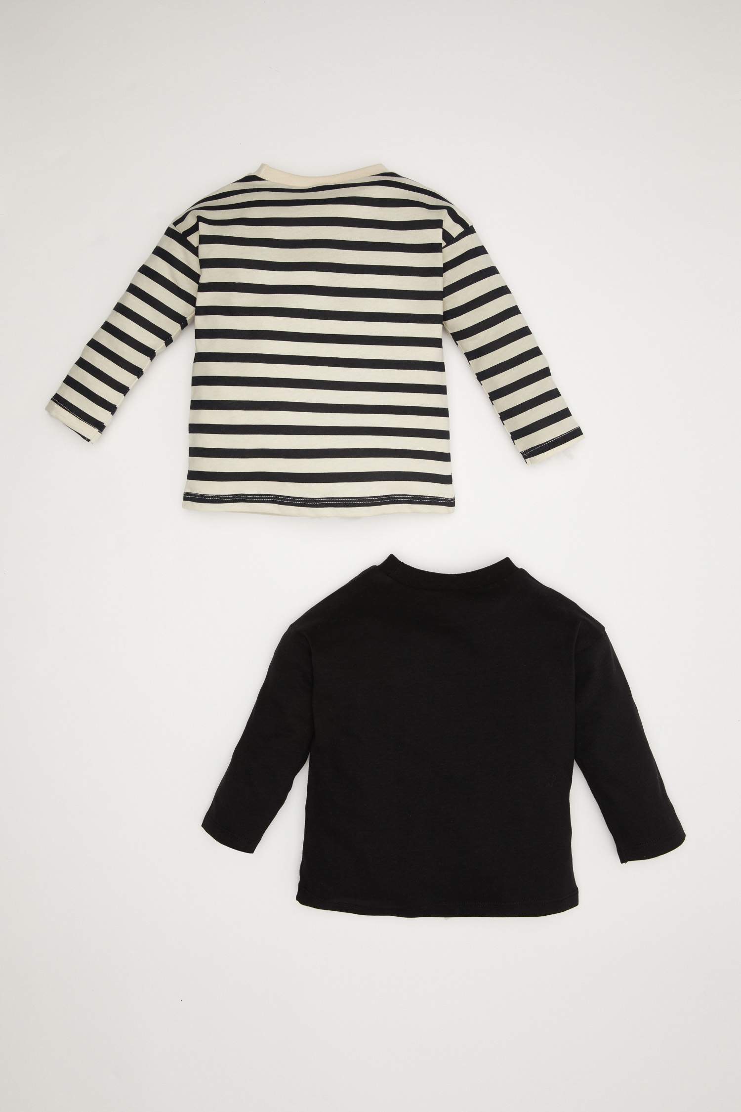 Erkek Bebek Bisiklet Yaka Baskılı 2'li Uzun Kollu Tişört