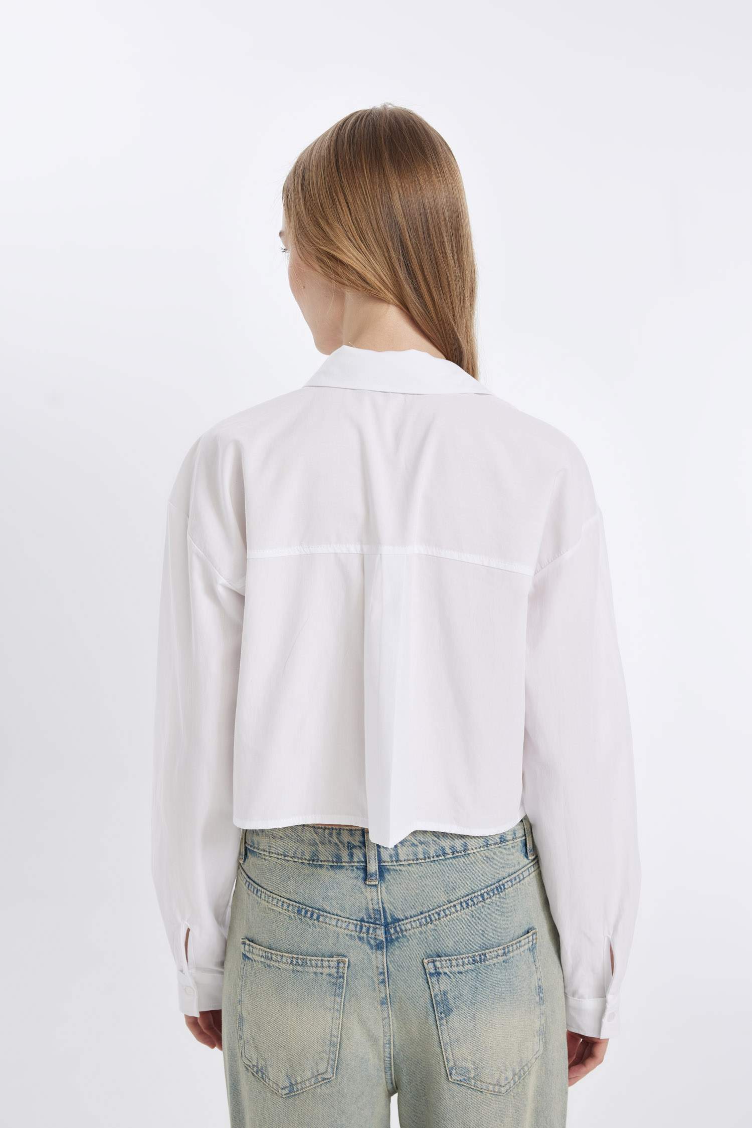 قميص كم طويل واسع بوبلين