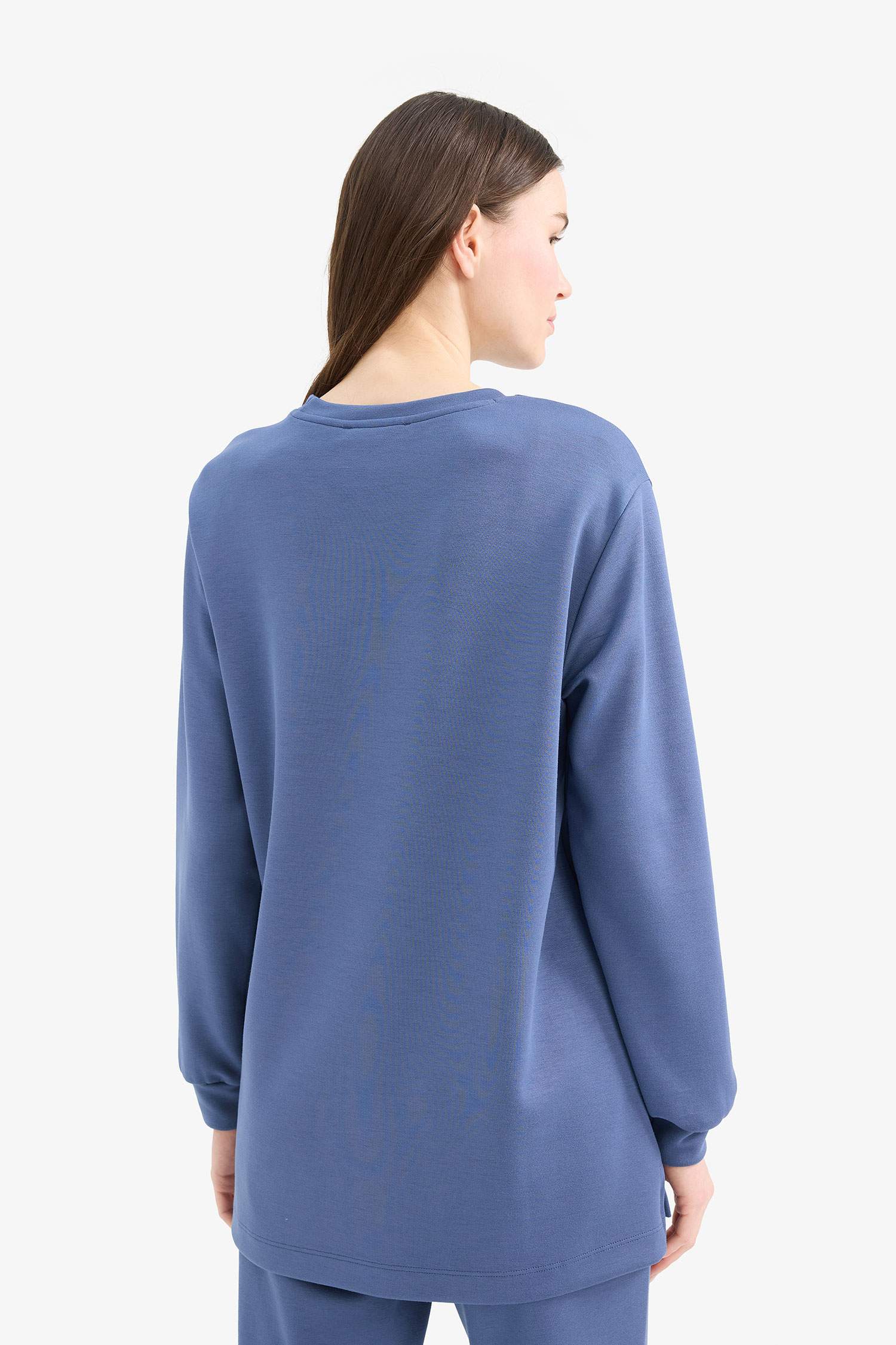 	Regular Fit Bisiklet Yaka Basic Düz Sweatshirt Tunik