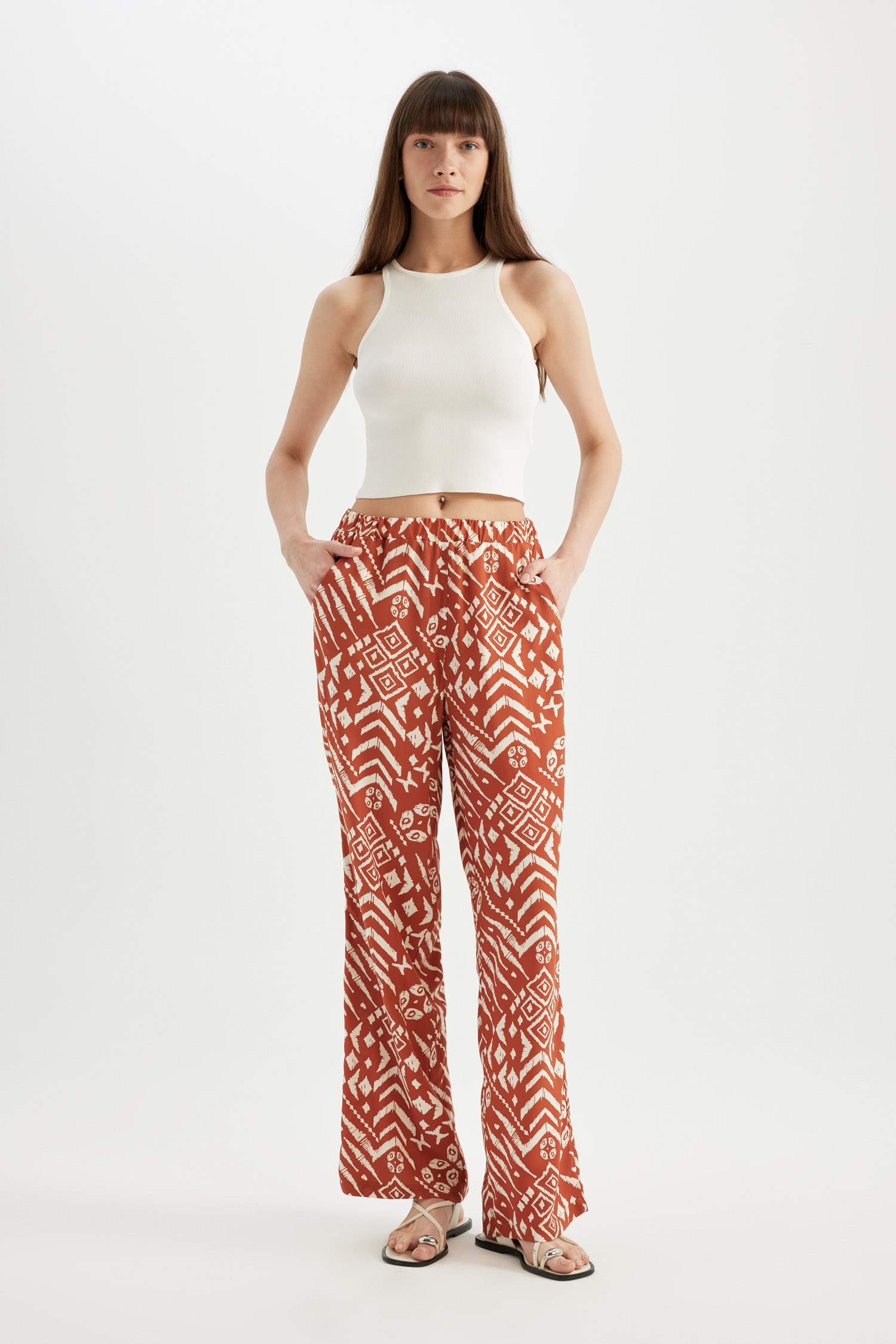 Regular Fit Patterned Pants
