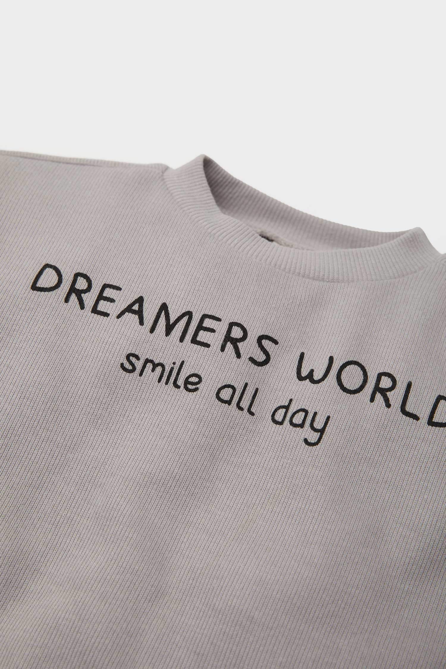 Baby Boy Selanik Fabric Label Printed Sweatshirt Sweatpants 2 Piece Set