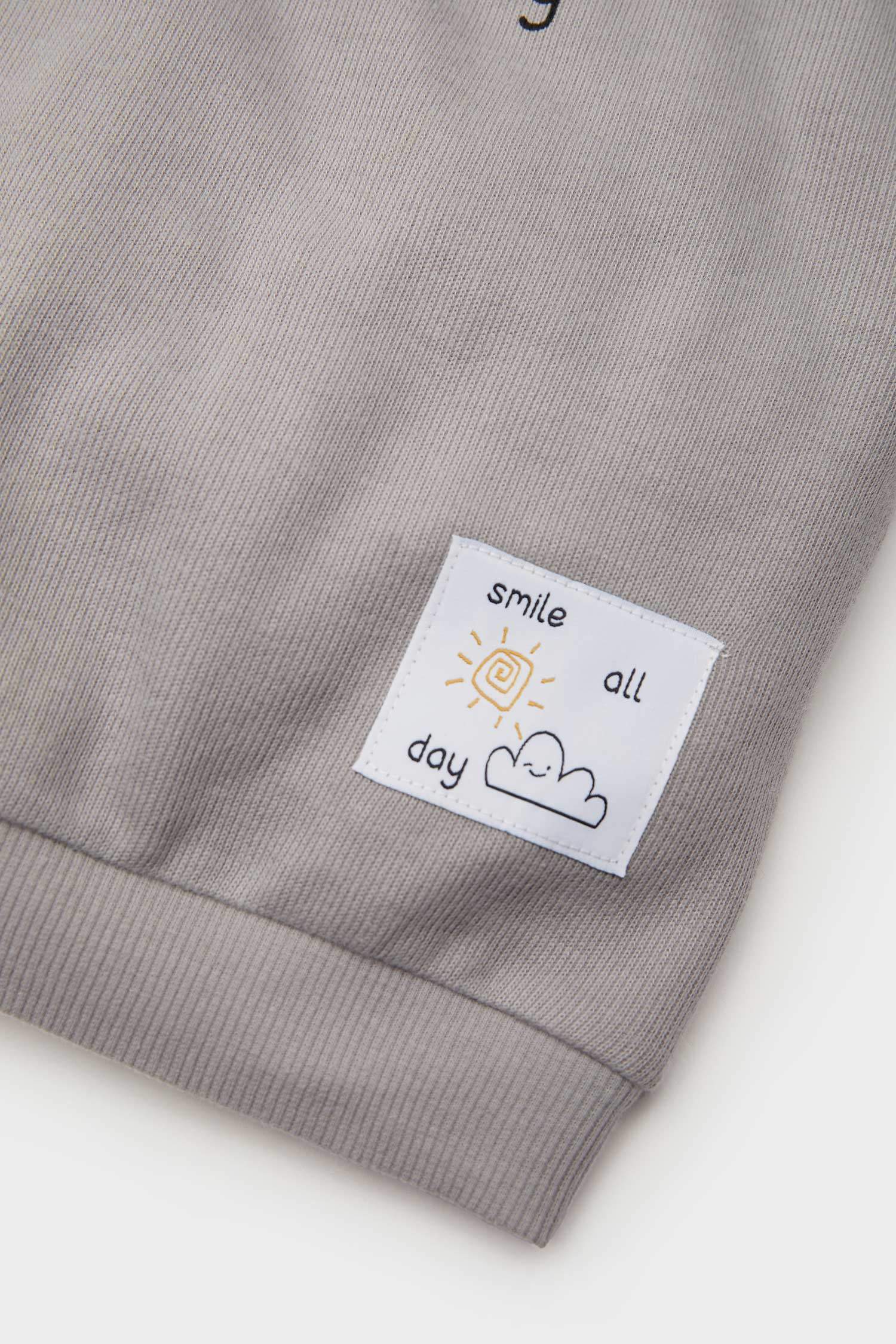 Baby Boy Selanik Fabric Label Printed Sweatshirt Sweatpants 2 Piece Set