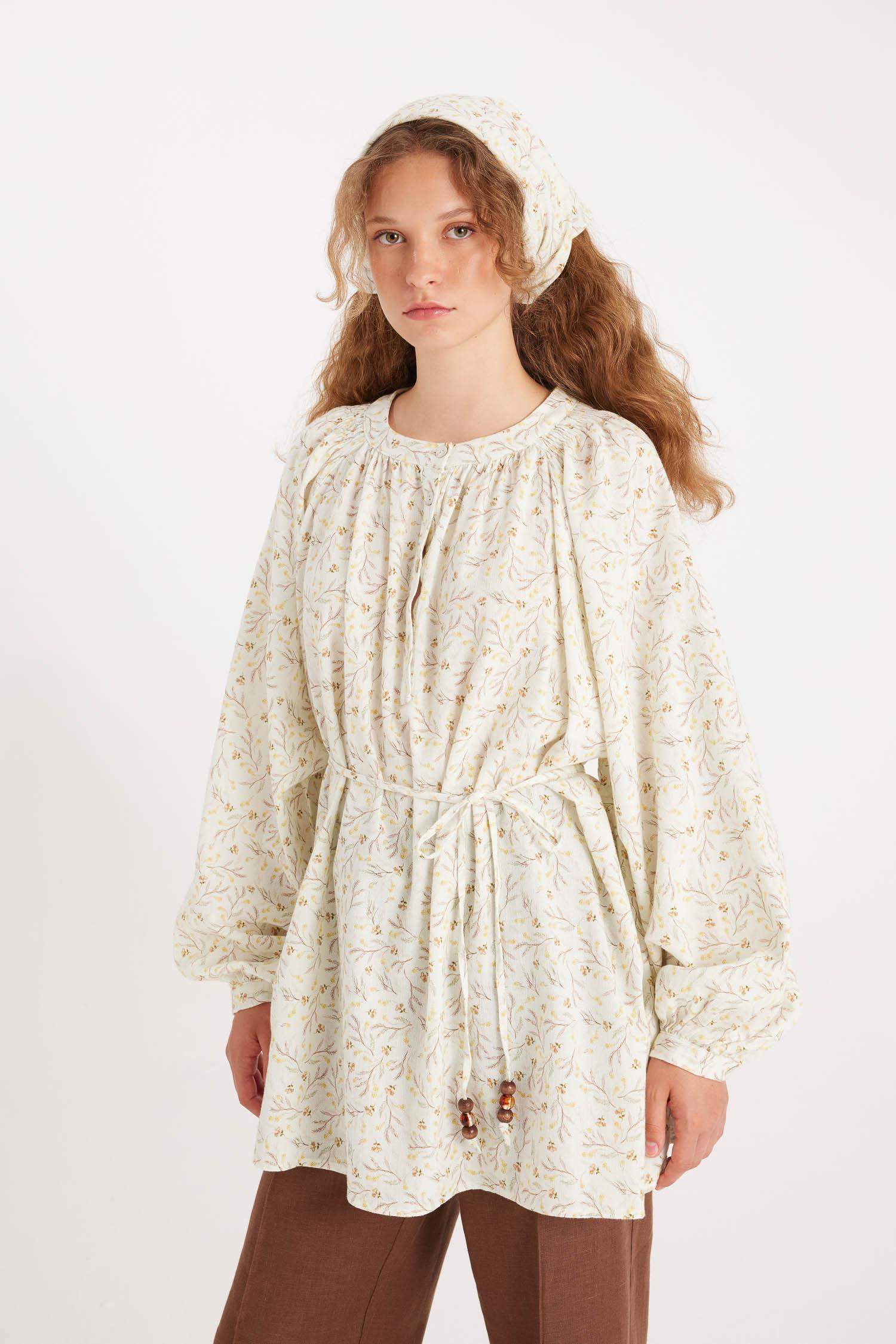 Manuka x DeFacto Desenli Müslin Uzun Kollu Tunik