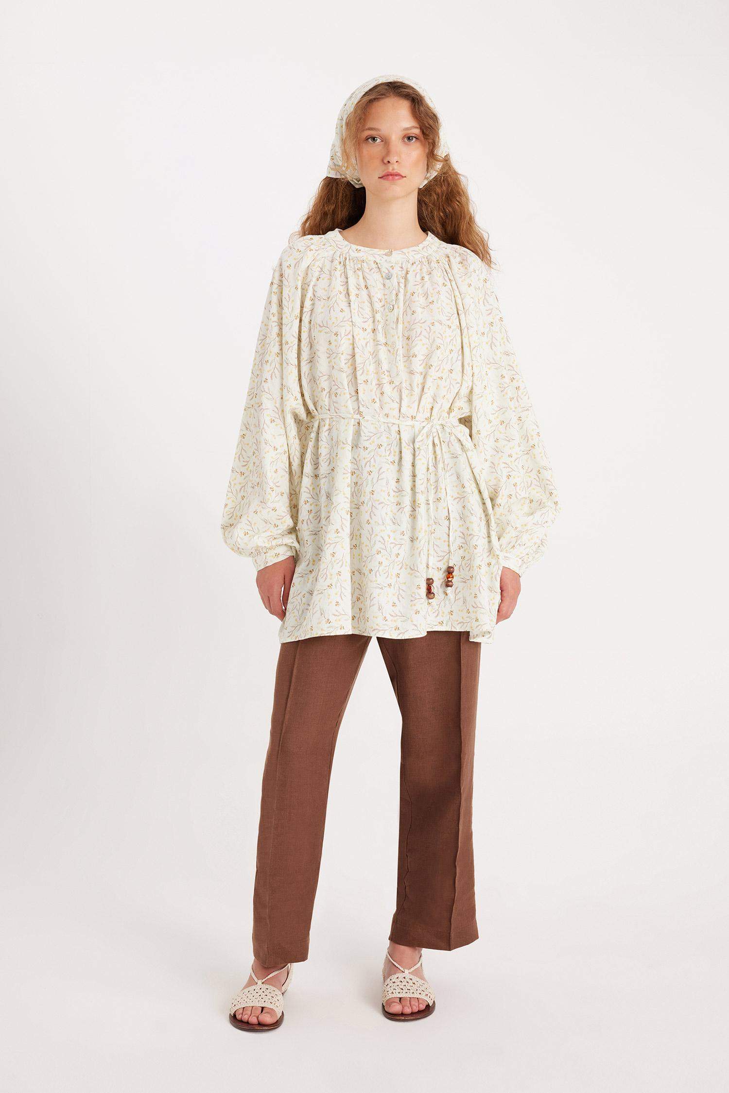 Manuka x DeFacto Desenli Müslin Uzun Kollu Tunik