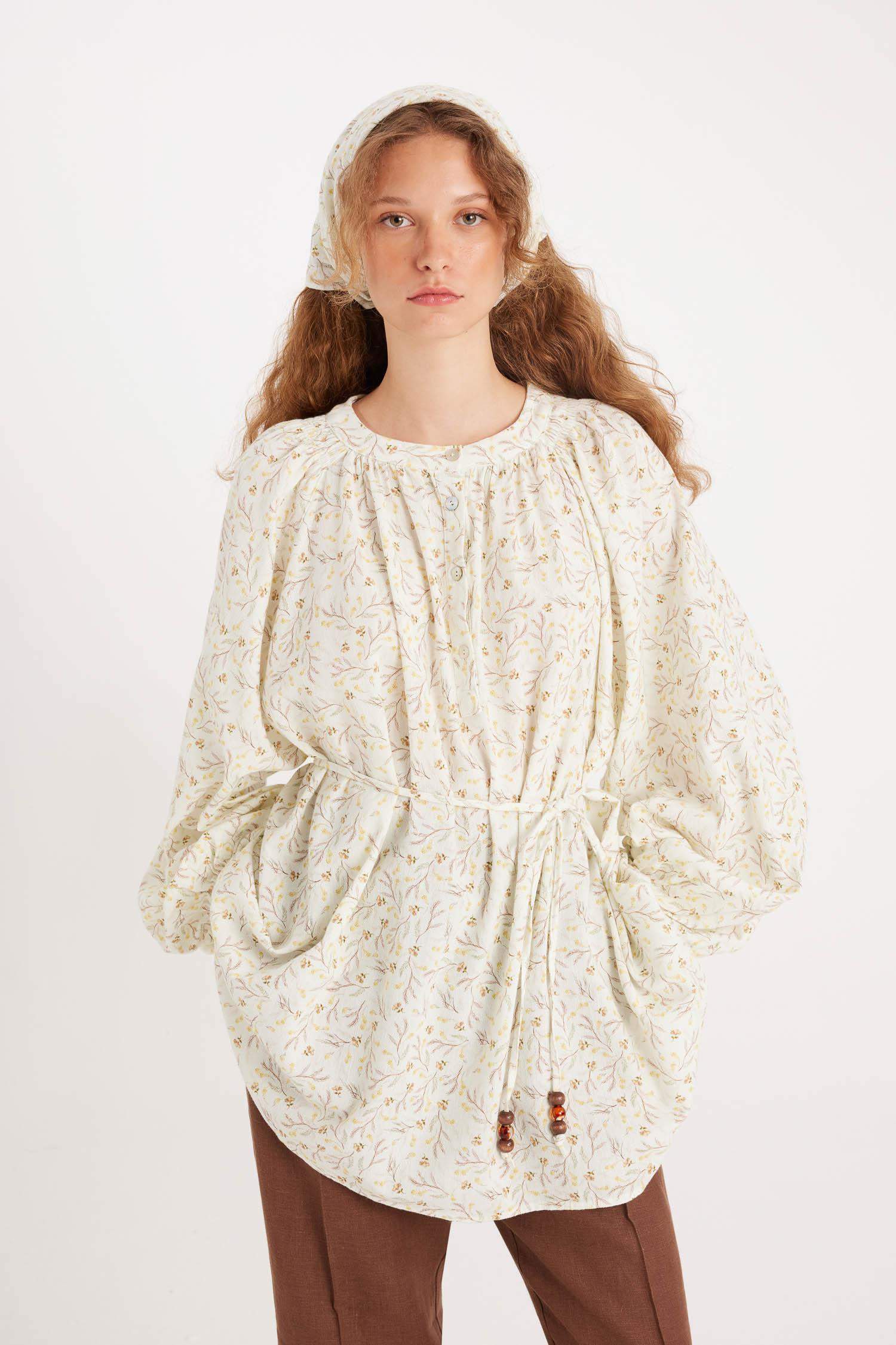 Manuka x DeFacto Desenli Müslin Uzun Kollu Tunik