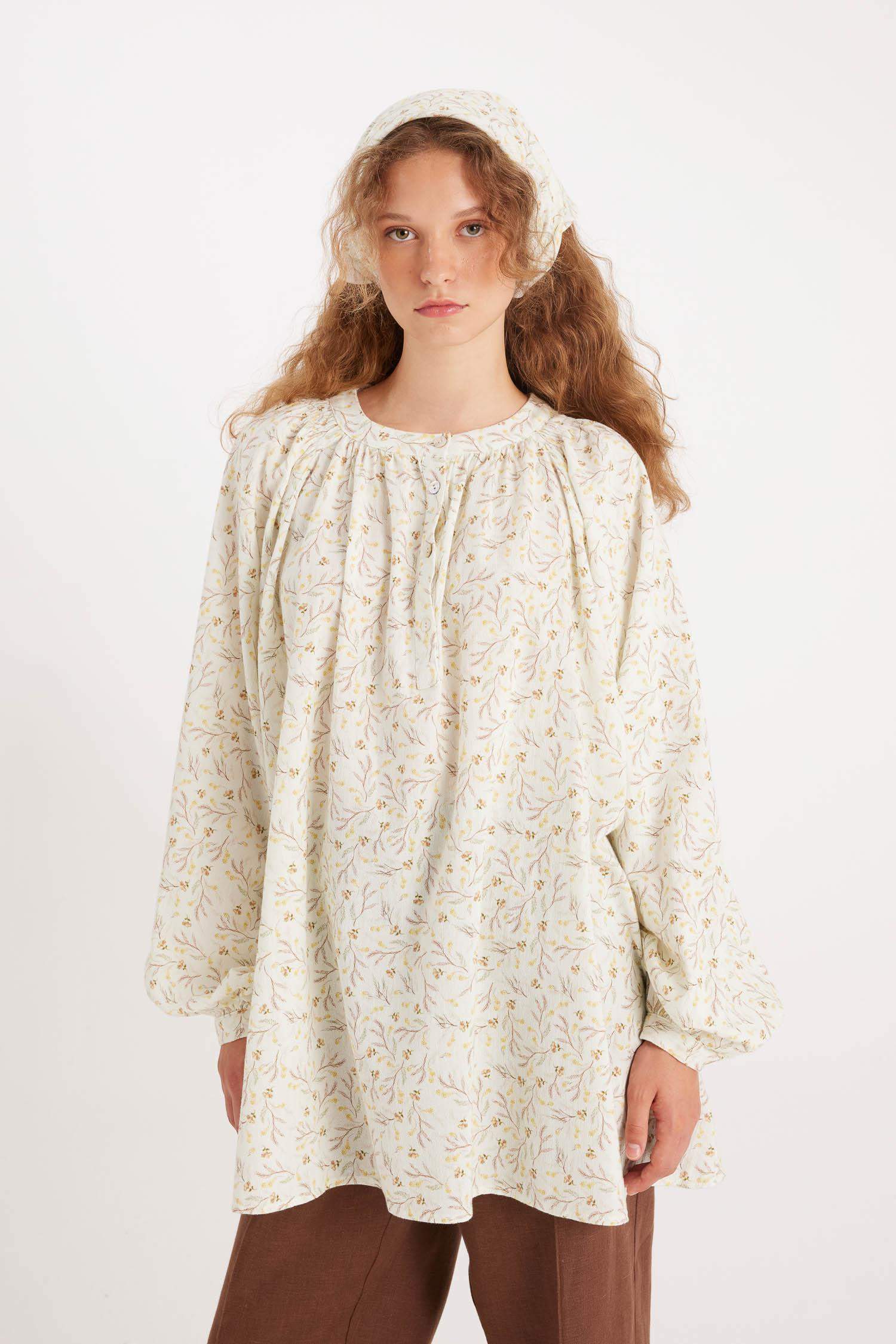 Manuka x DeFacto Desenli Müslin Uzun Kollu Tunik