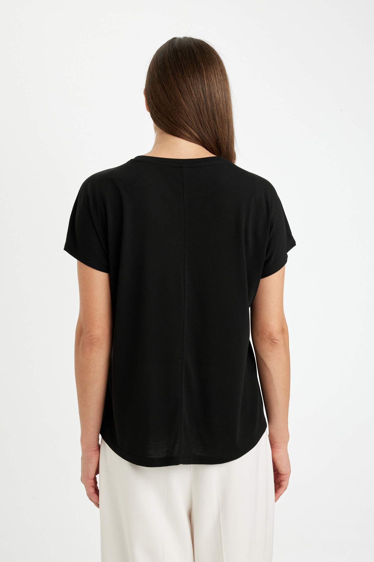 تيشيرت نص كم قطن قصة عادية مطبوع