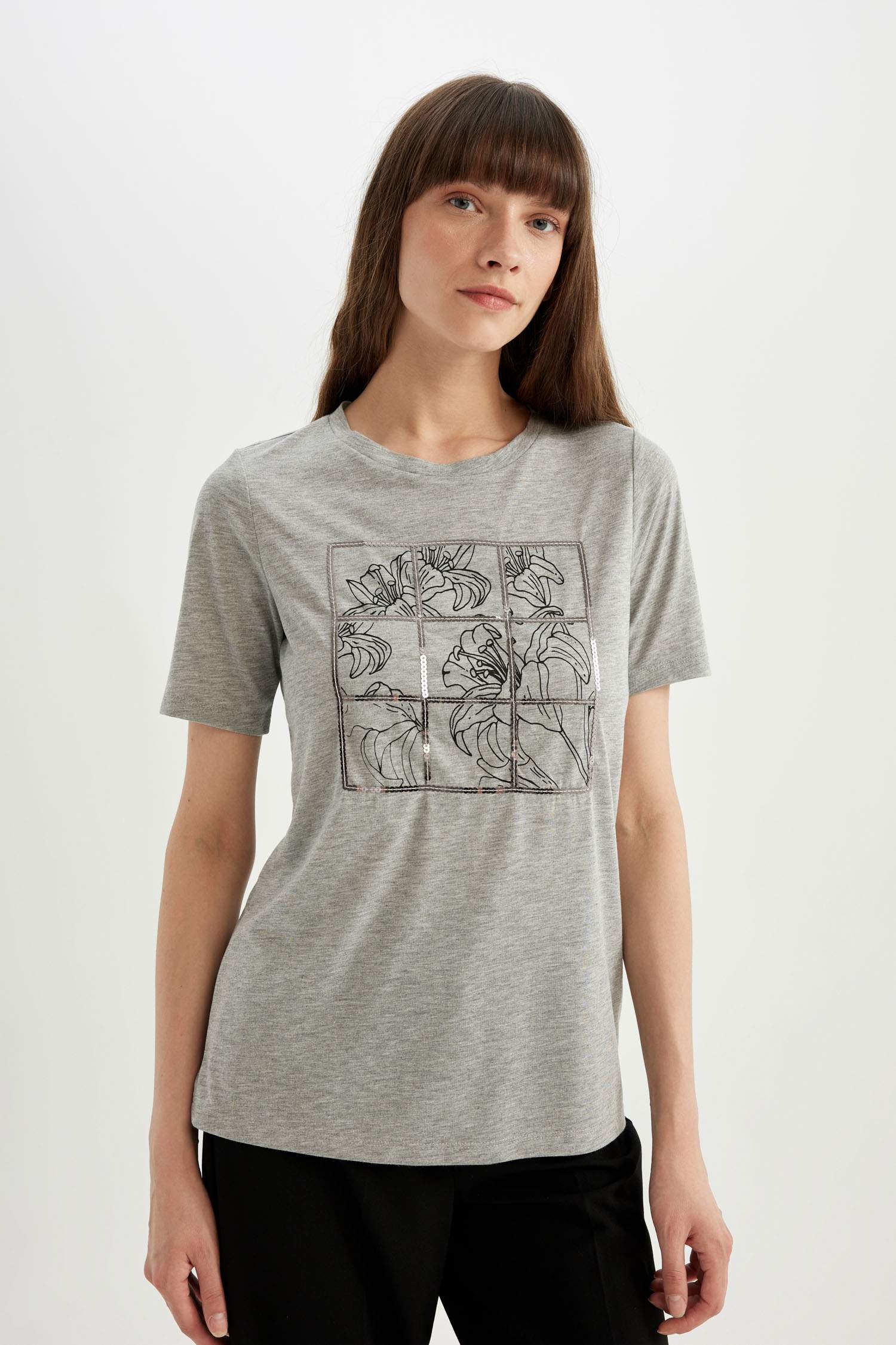 Regular Fit Crew Neck Printed Short Sleeve T-Shirt