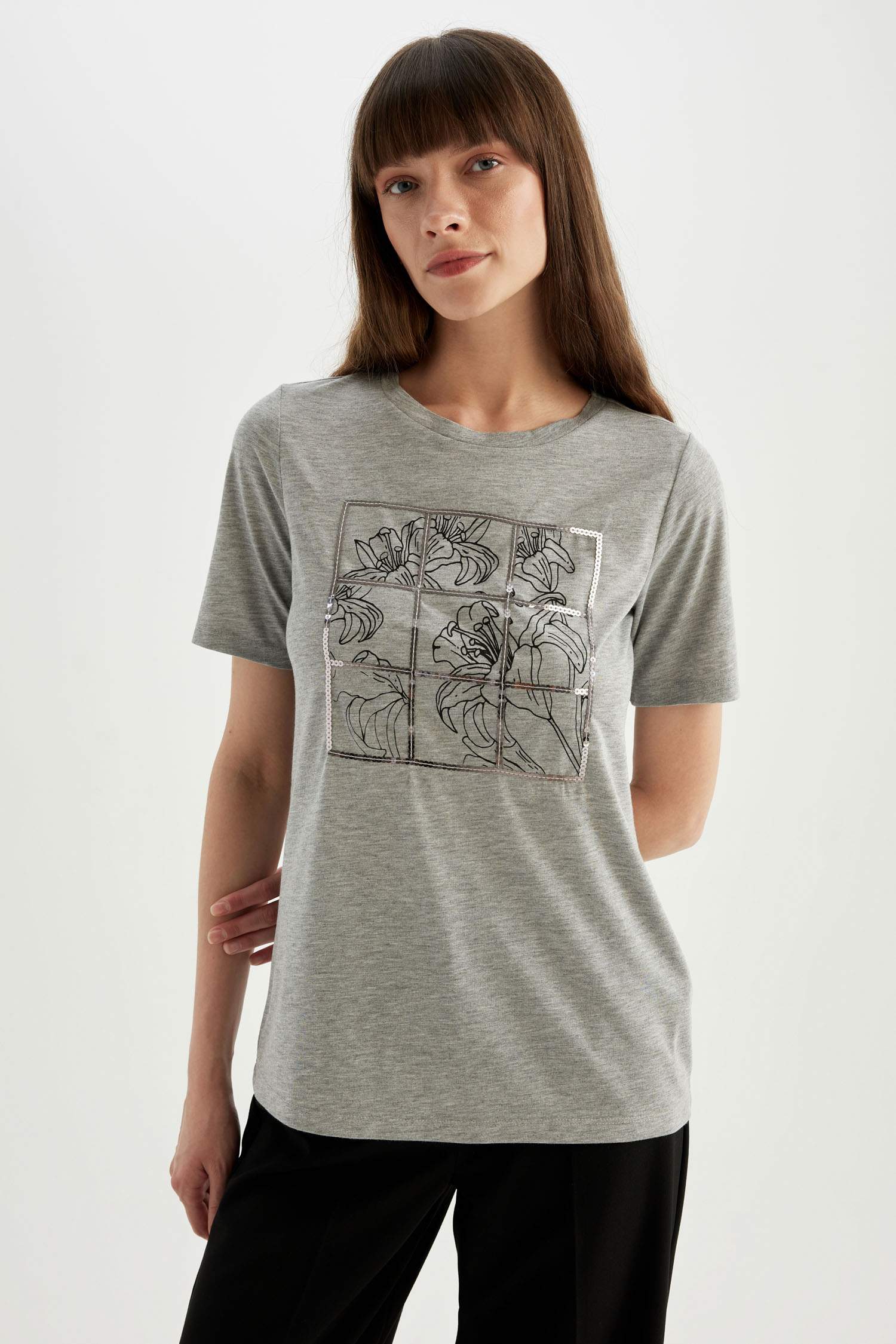 Regular Fit Crew Neck Printed Short Sleeve T-Shirt