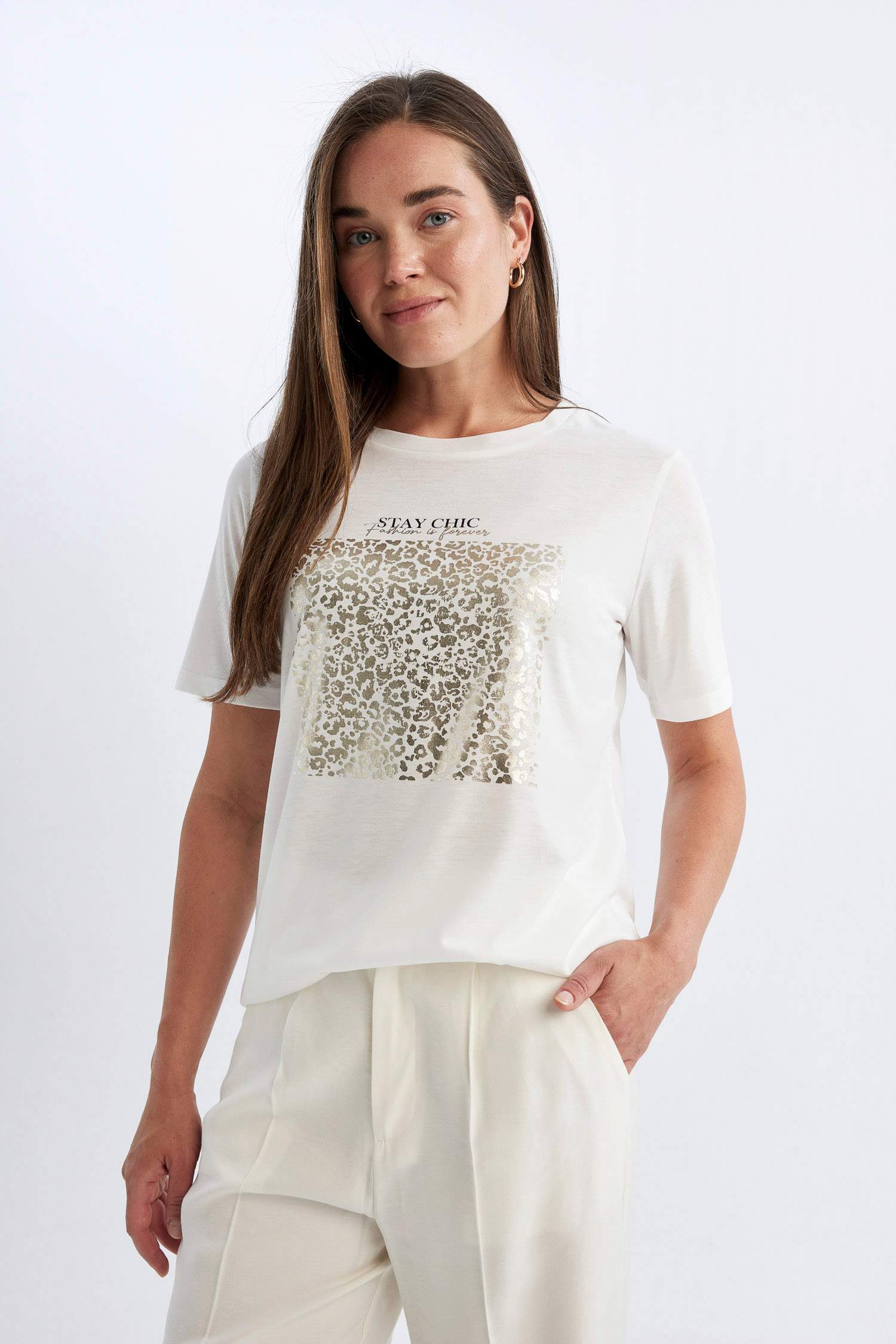 Crew Neck Printed Short Sleeve T-Shirt