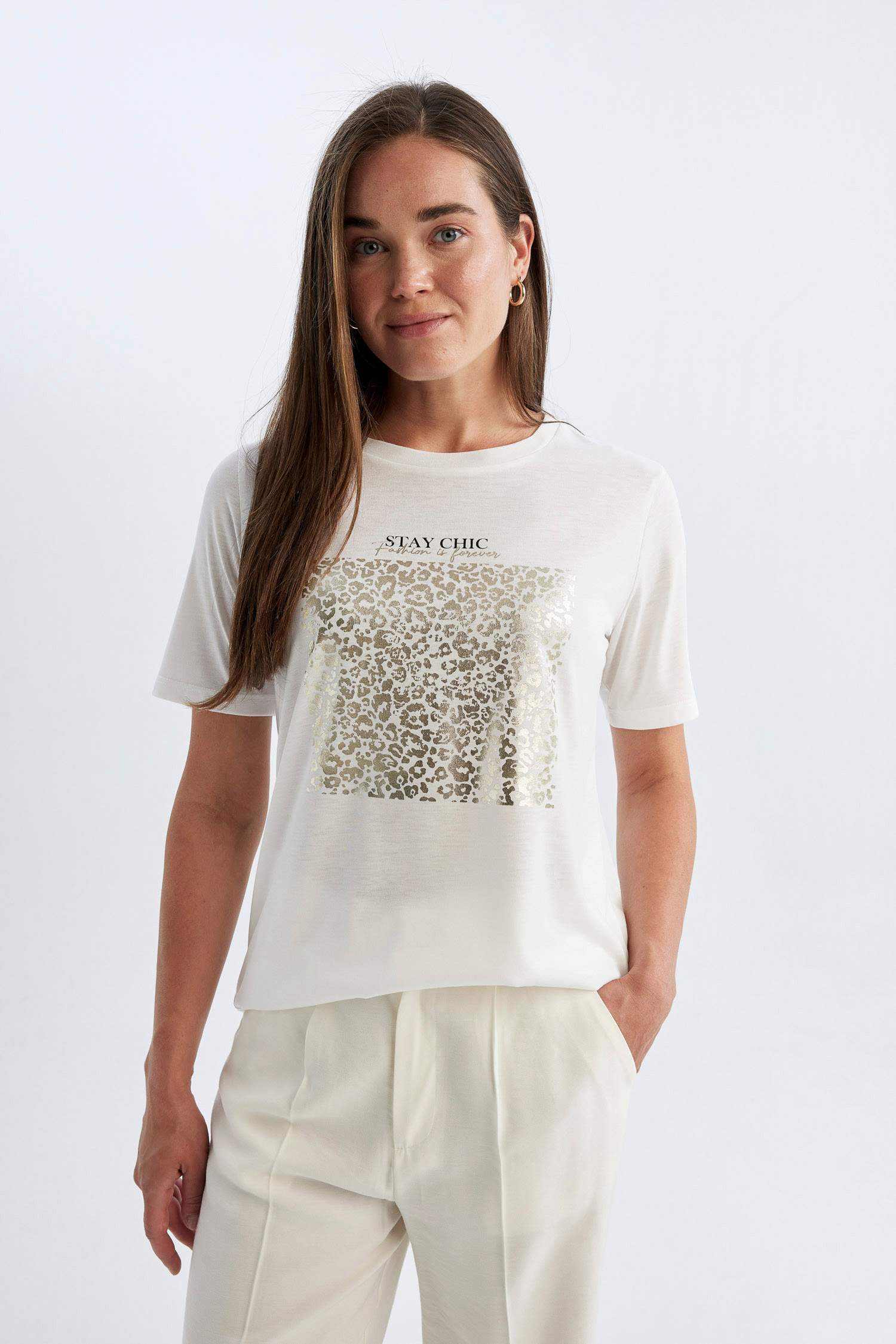 Crew Neck Printed Short Sleeve T-Shirt